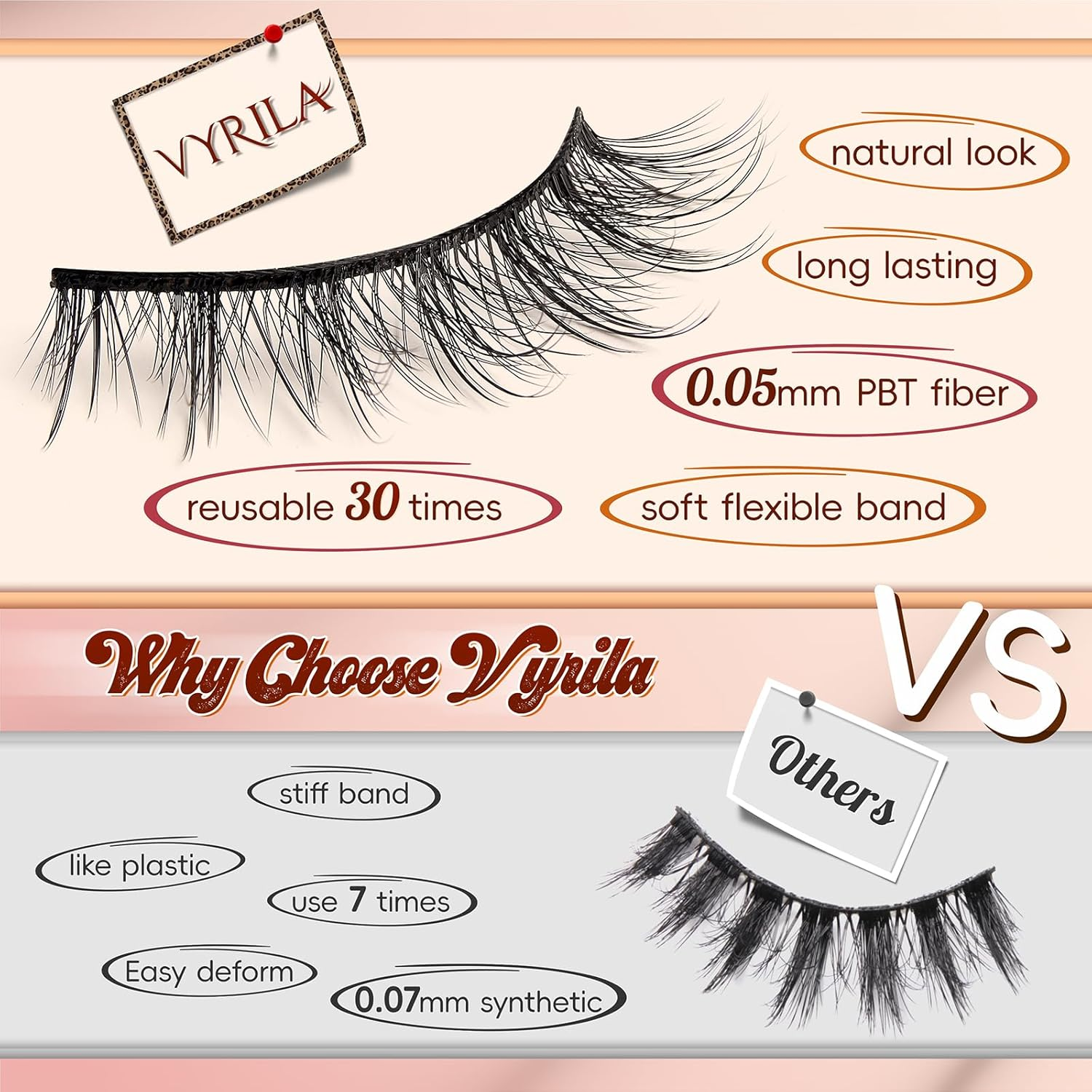 Wispy Lashes 0.05Mm PBT Fiber Natural Eyelashes, 0.2Mm Superfine Band Cat Eye False Eyelashes, 5 Pairs Fluffy Strip Lashes(Diva-5 Pairs in 1 Pack) image number 3