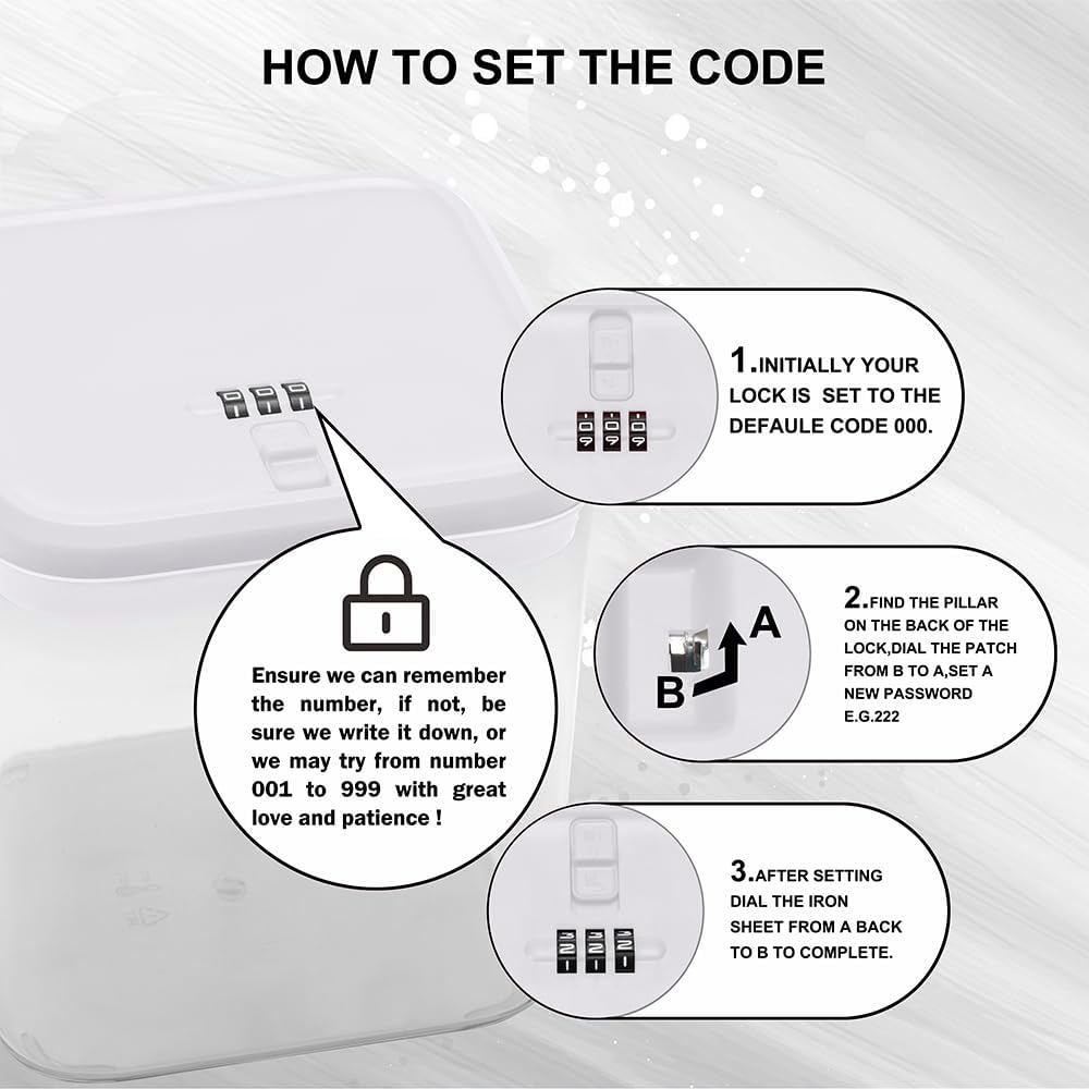 Lockable Storage Box,Medicine Lock Box Travel Case,Refrigerator Bin Container for Food,Medicines,Snacks,Locking Mobile Cell Phone Smart Device Jail,Small Lockbox for Office,Home,School (White) image number 4