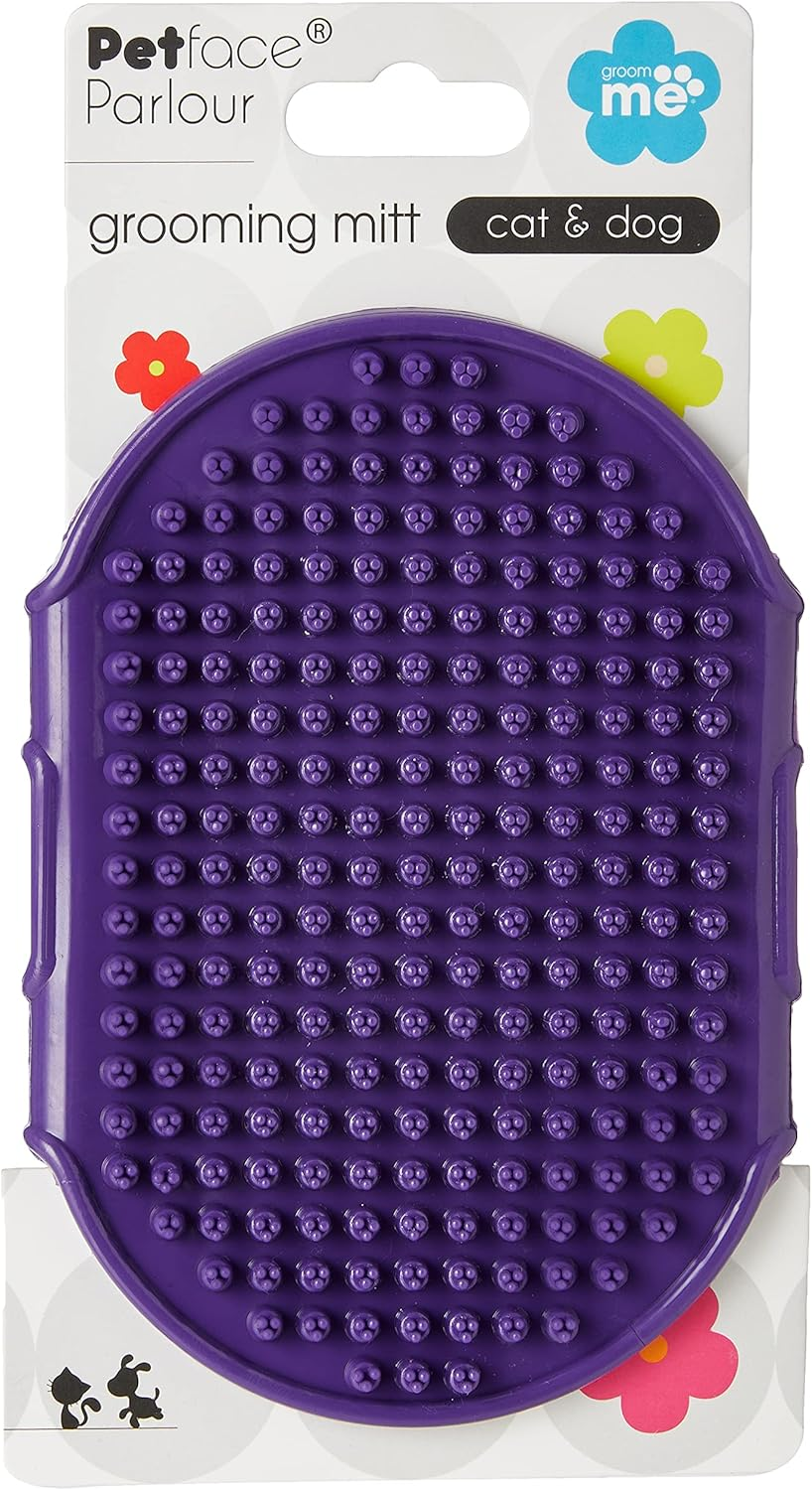 Petface Rubber Grooming Mitt for Dogs/Cats, , Purple image number 5