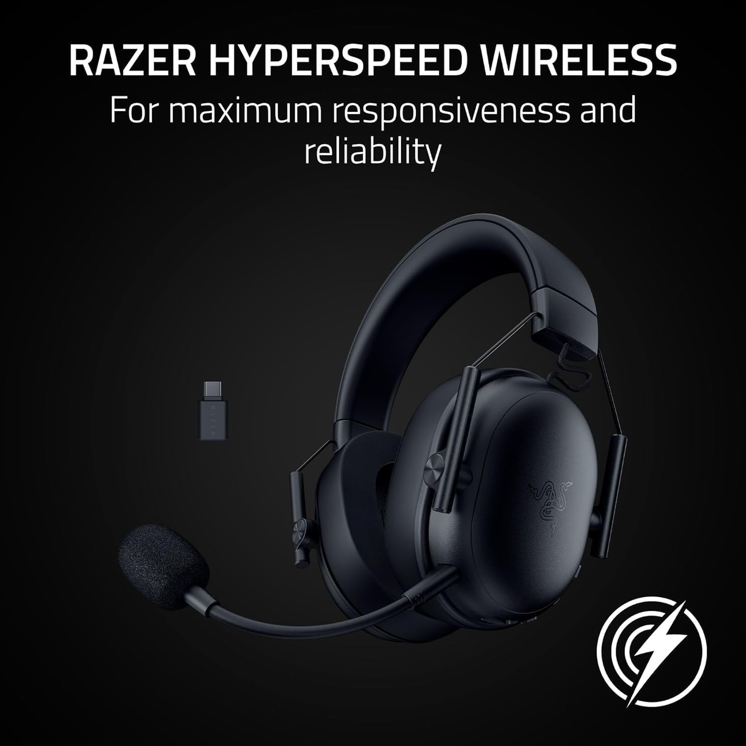 Razer Blackshark V3 X Hyperspeed - Wireless E-Sports Headset - Ultra Light 270 G - Triforce 50 Mm Driver - Removable Microphone - Surround Sound - Wireless 2.4 Ghz & Bluetooth - Pc/Mac | Black image number 3
