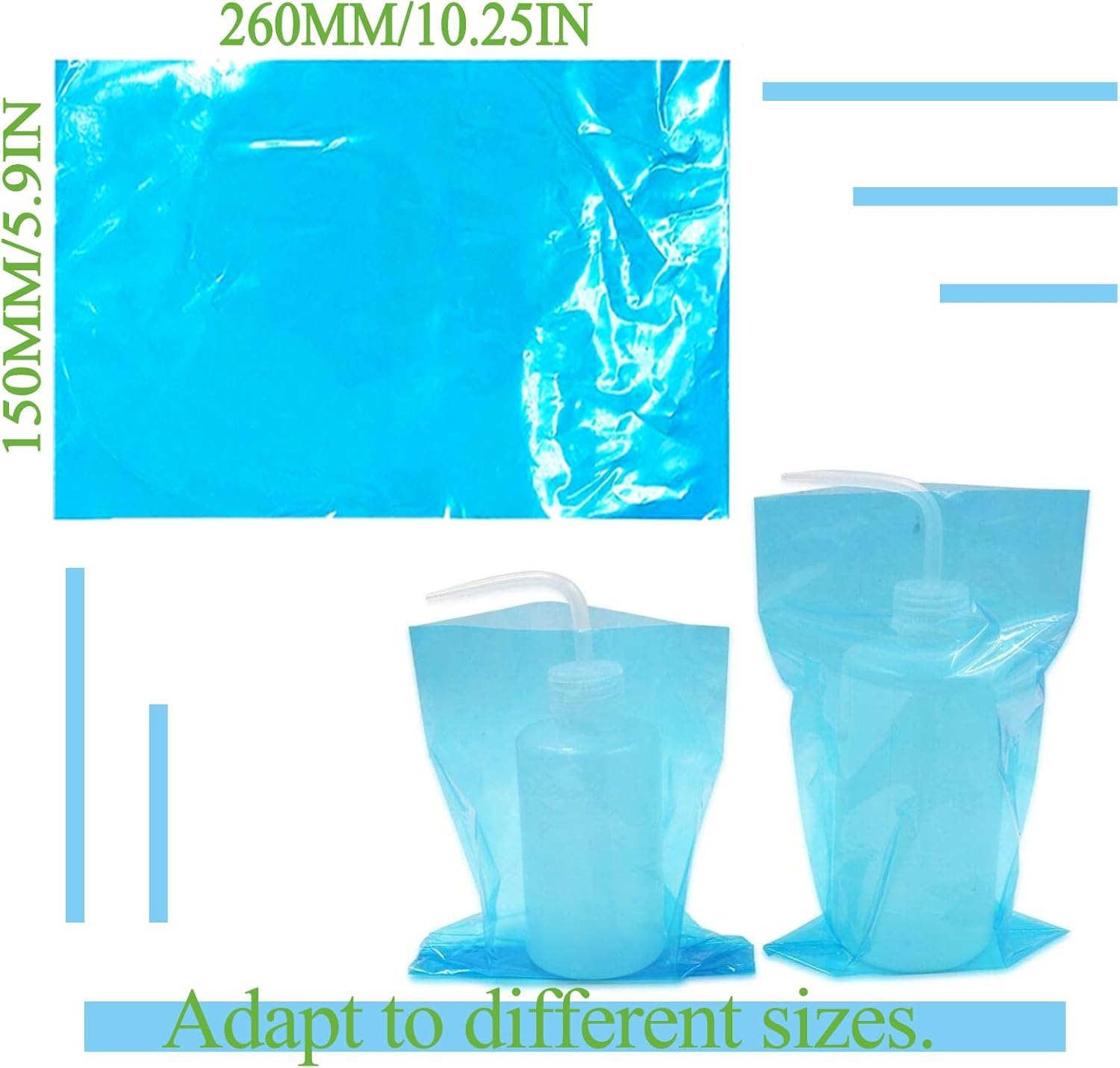 Tattoo Wash Bottle Bags - Beoncall 250Pcs Disposable Tattoo Bottle Covers Squeeze Bottle Bags Lab Wash Bottle Covers Sleeves Blue for Tattoo Bottles Tattoo Supplies Tattoo Kit&hellip; image number 3