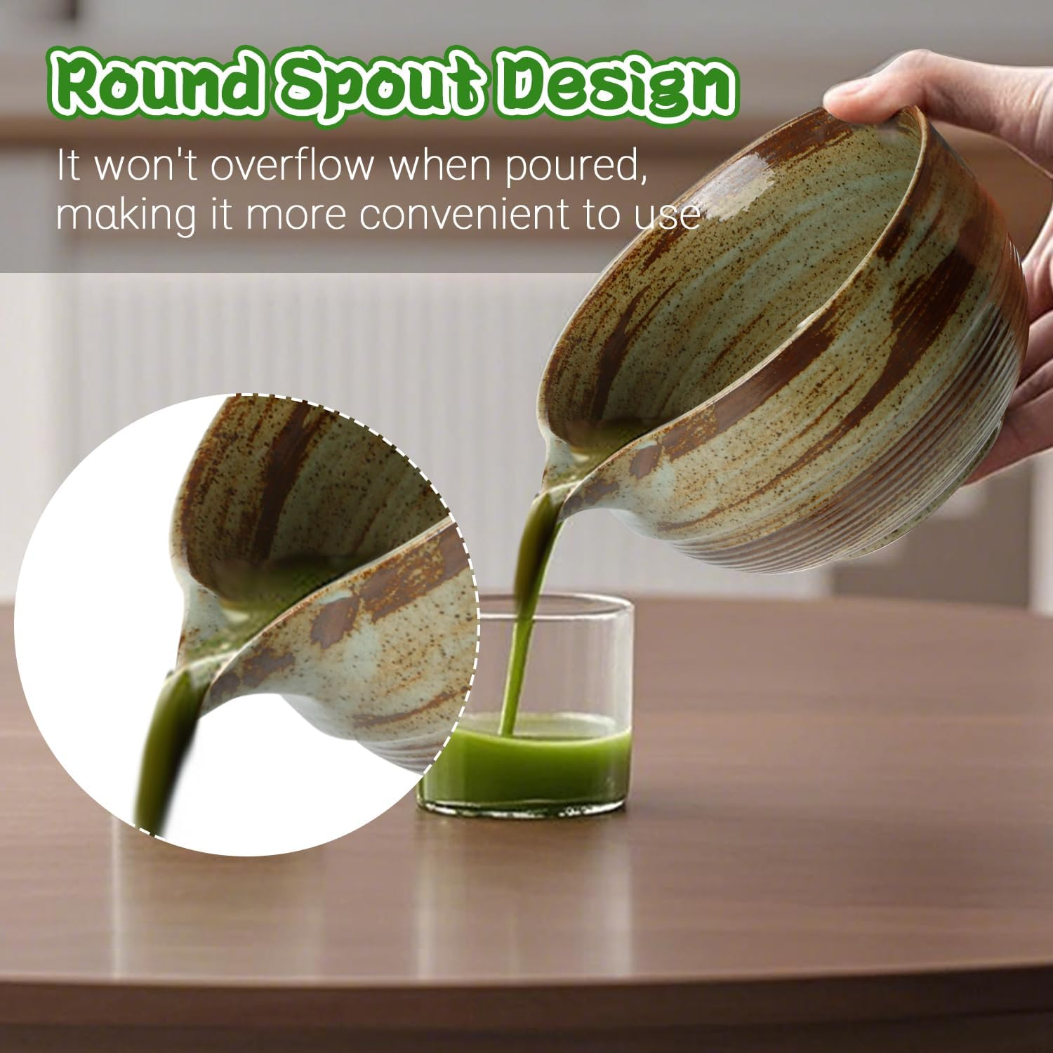 Matcha Whisk Set 7 Pcs- Japanese Traditional Tea Ceremony, Match Bowl with Spout, Whisk, Bamboo Scoop&times;2, Whisk Holder, Tea Cloth, Matcha Whisk Set Matcha Green Tea Making Kit (Classical Green) image number 5