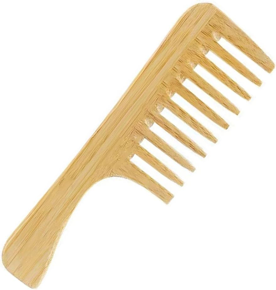 MUNZE Bamboo Comb Coarse Wide Comb, Antistatic Detangling Comb with Wide Teeth and Ergonomic Handle for Curly Hair, Unisex, Anti-Frizz, Coarse Comb [Large], Styling Comb