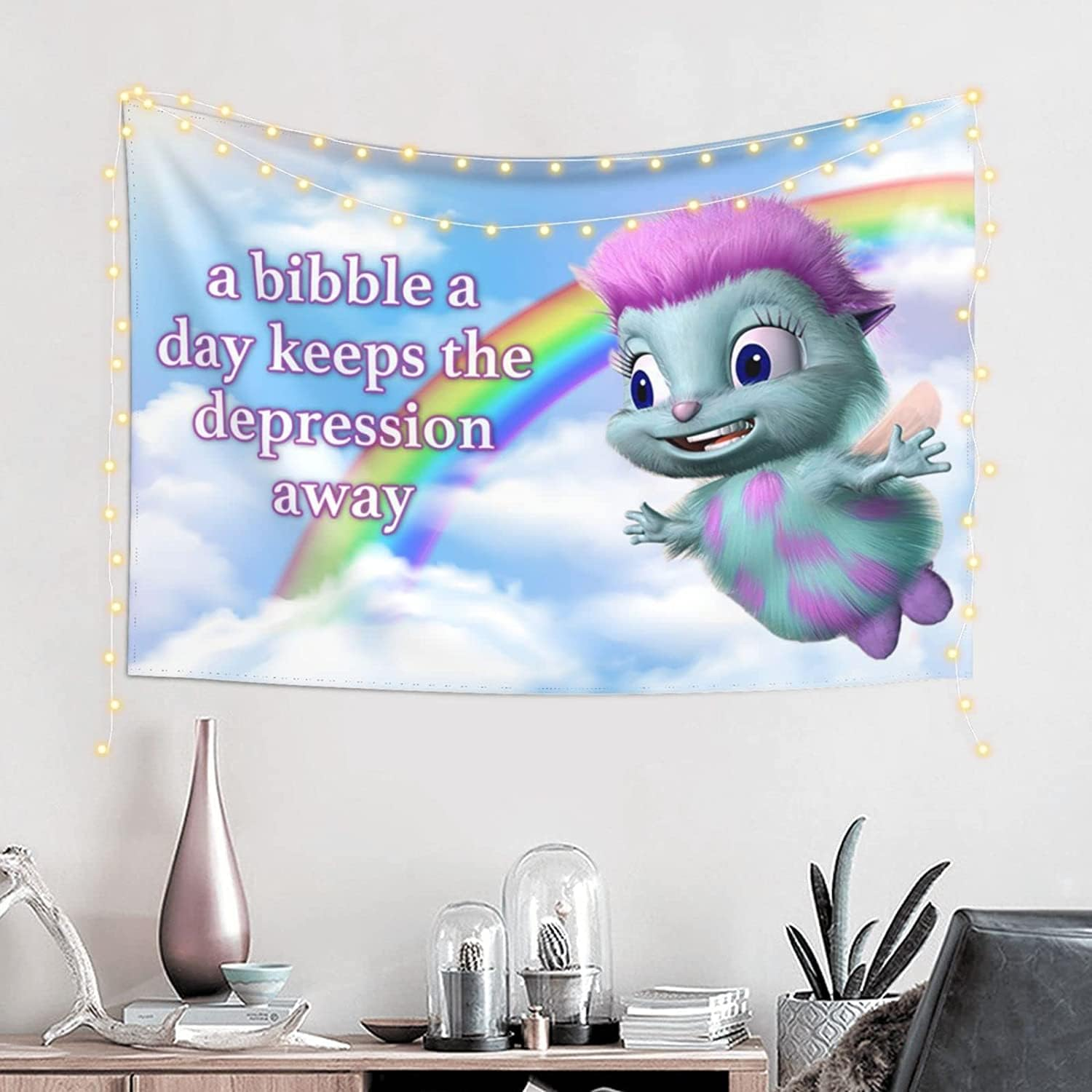 FENDROM Bibble Meme Tapestry Bibble Happiness Novelty Wall Hanging,Blanket Decorative Funny College Room Hostel Decorations Bedroom Living Room Decor image number 2