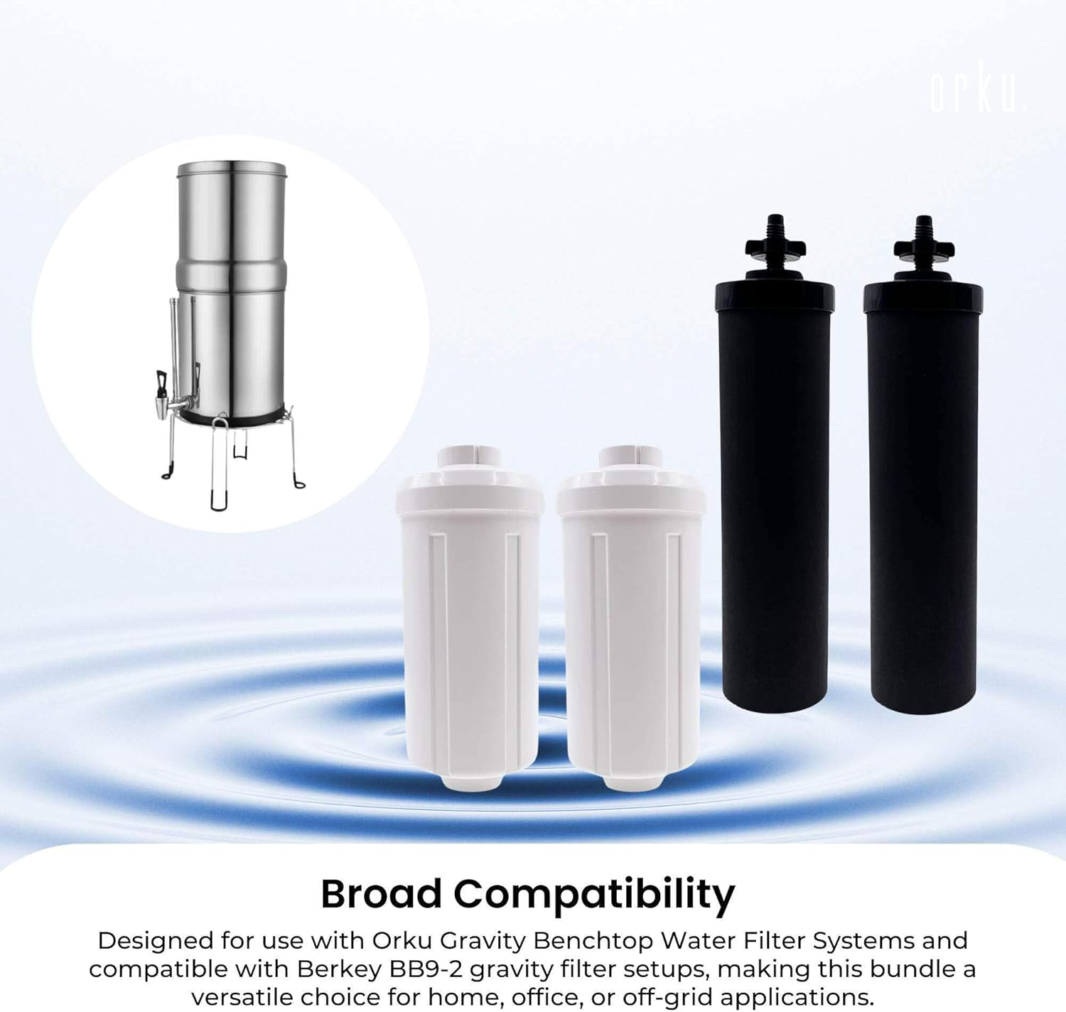 Orku Block Carbon + Fluoride Filter Pack - Replacement for Berkey Gravity System image number 5