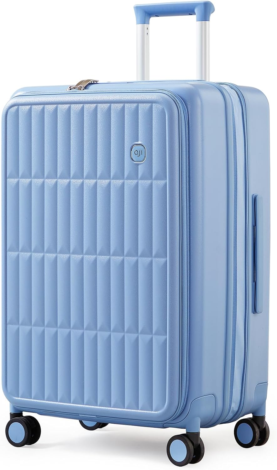 Carry on Luggage Suitcases with Wheels: Checked 26 Inch Luggage with 8 Spinner Wheels, Expandable Large Suitcase with 100% PC Hard Shell Travel Luggage Suitcases (Cheese Yellow)