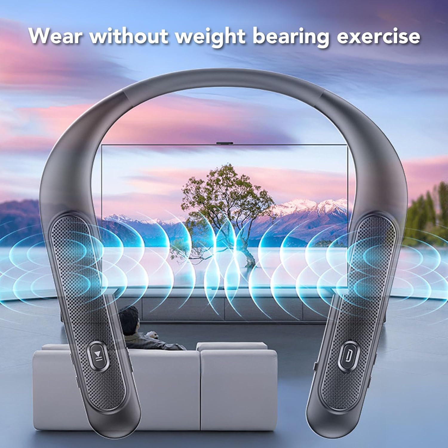 Generic Wireless Neckband Speaker, 3D Stereo Sound Bluetooth Speaker Built in Mic, 12H Playtime Low Latency Portable Wearable Speaker for Home Theater Audio, Gaming, Office, Sports image number 2