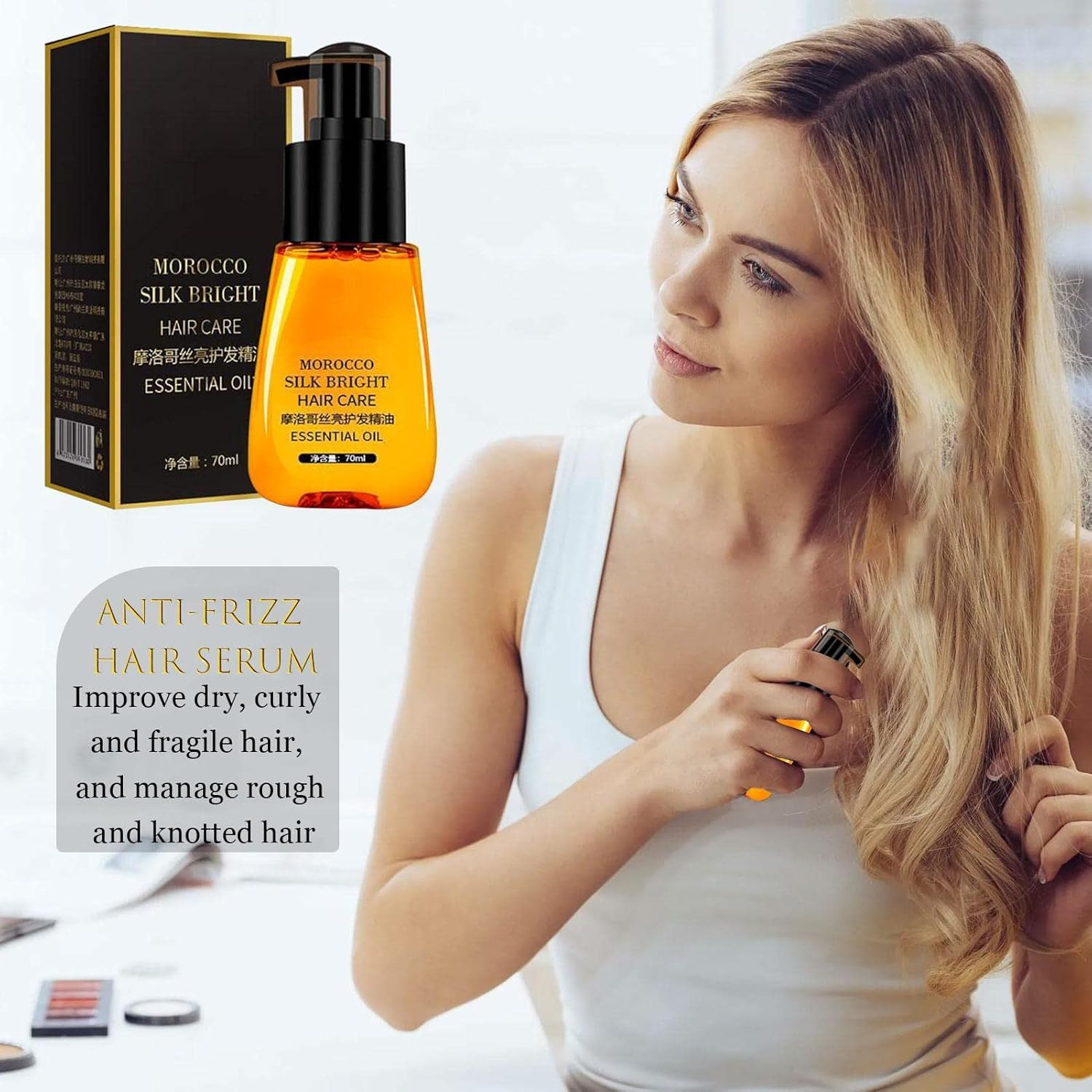 Argan Oil Hair Serums, Hydrating Argan Anti-Frizz Hair Serums Moisturizer, Daily Hair Oil for Softer, Smoother Hair Controls Frizz & Repairs Damaged Hair Heat Protection Dobooo image number 4