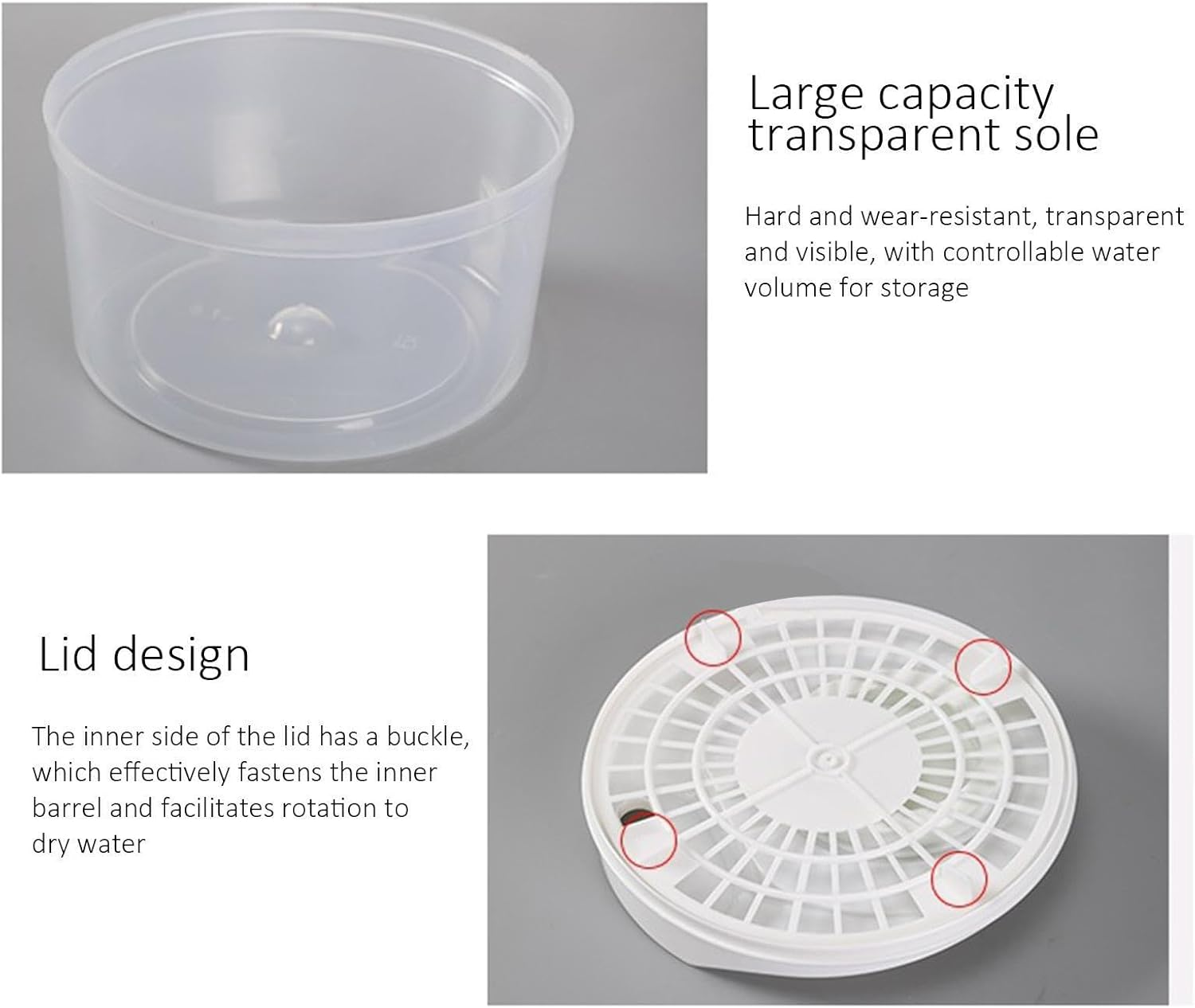 Vegetable Spinner | Manual Odorless Harmless Salad Spinner with Drain,Dehydrator Detachable Lettuce Dryer for Canteens Dining Rooms Kitchens Hotels Puchen image number 3