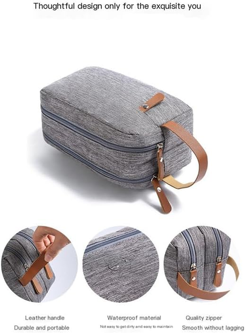 Travel Toiletry Shaving Bag for Men, 1Pc Water Resistant Oxford Cloth Shave Hanging Dopp Kit,Water Resistant Canvas Shaving Bag Toiletry Bag,Oxford Cloth Toiletry Bag Shave Bags,Grey image number 1