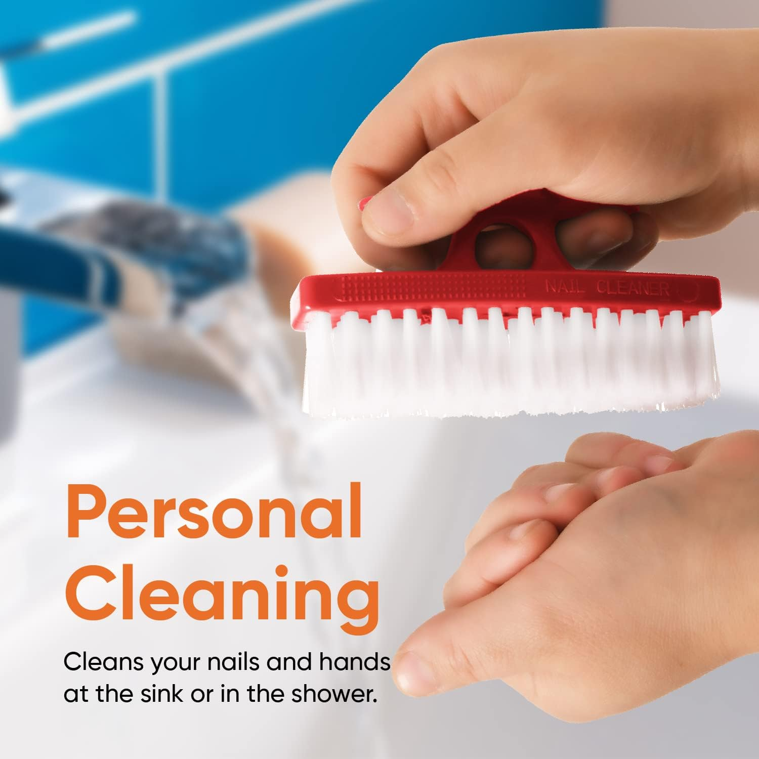 Superio Nail Brush for Cleaning Fingernails, Nail Scrubber Brush, Toe Foot Hands Fingernail Brush Cleaner- Small Scrub Brush- All-Purpose Stiff Cleaning Brush for Home, Kitchen, Work, (2, Red) image number 1