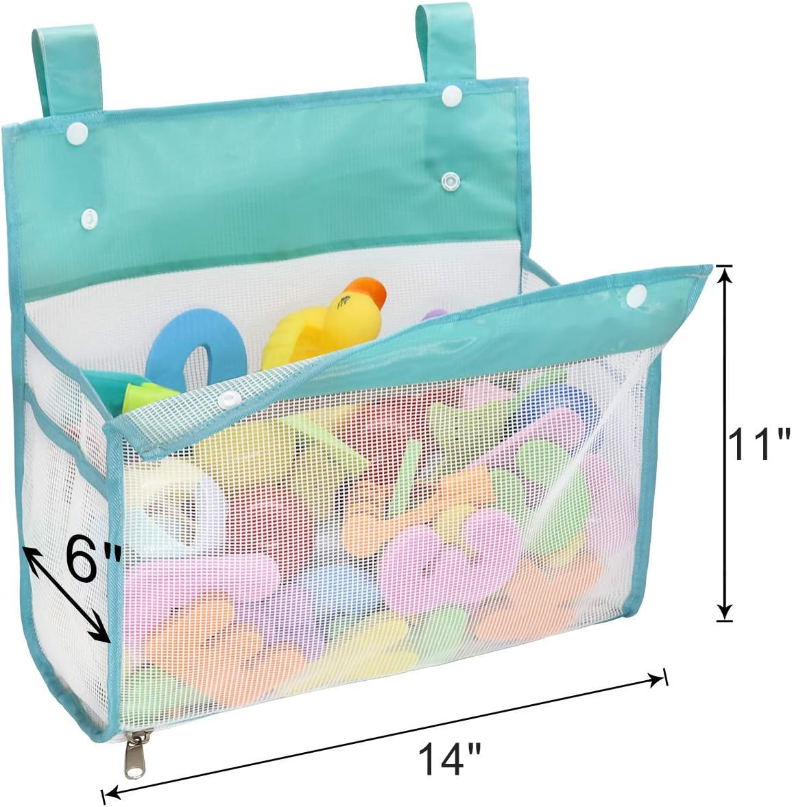 Waterproof Mesh Bath Toy Organizer & Storage Bag with Suction Cups - Durable Hanging Bath Toy Holder for Kids, Quick-Dry Bathroom Toys Organiser (Green)