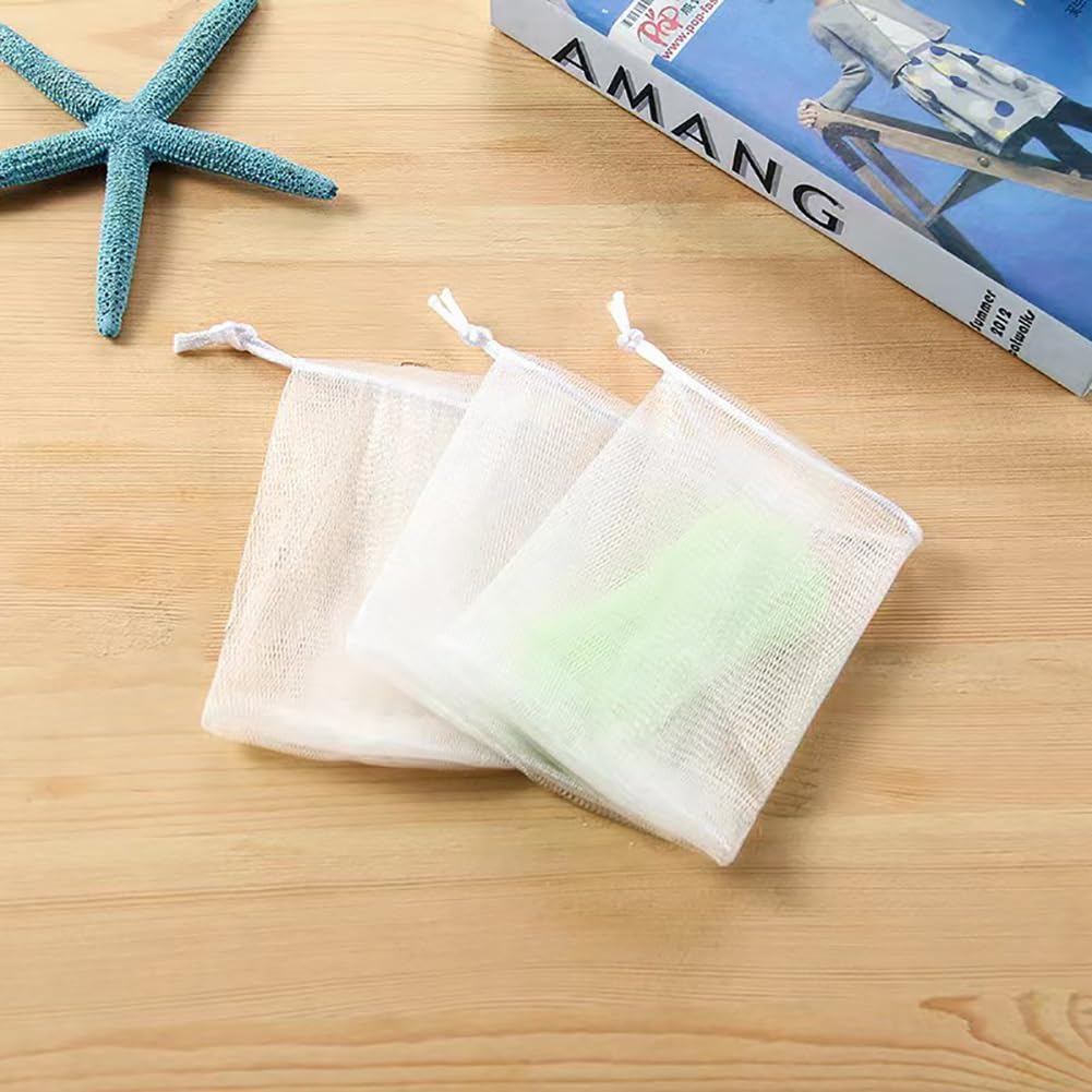 GSHLLO 20 Pcs Mesh Soap Saver Bags Soap Foaming Pouch Shower Soap Net Holder Shampoo Bar Bag Bath Soap Scrubber Pouch with Drawstring image number 3