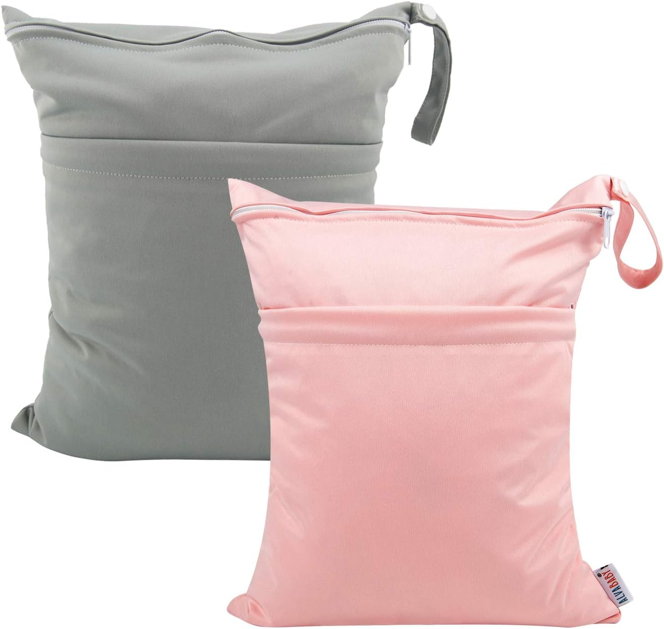 ALVABABY 2Pcs Cloth Diaper Wet/Dry Bags|Waterproof Reusable with Two Zippered Pockets|Travel, Beach, Pool, Daycare, Soiled Baby Items,Yoga，Gym Bag for Swimsuits or Wet Clothes L2629