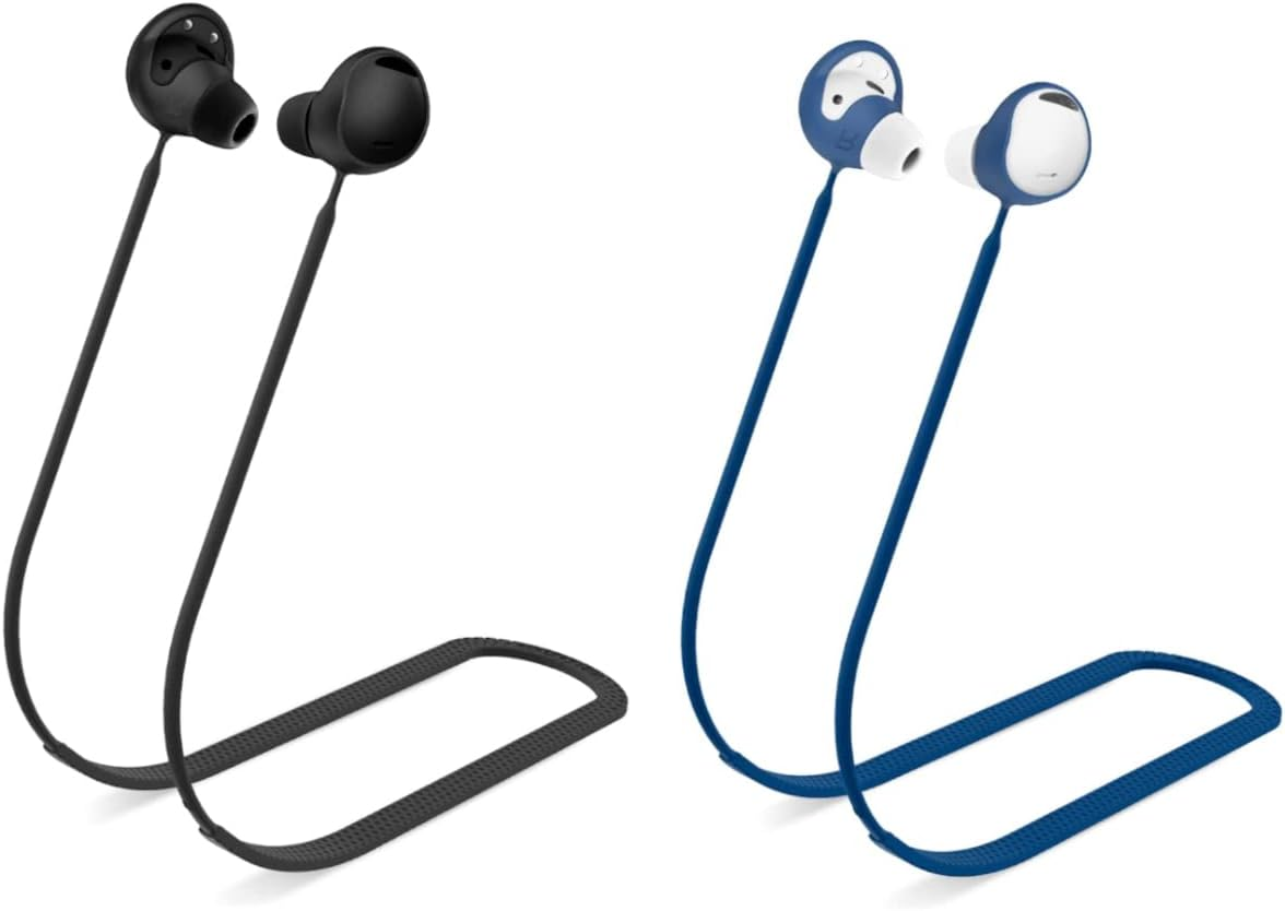 Anti-Lost Strap for Galaxy Buds 2 Pro (2022): AIYAAIYA Sports Soft Silicone Lanyard Accessories Compatible with Samsung Galaxy Buds Pro 2 Wireless Bluetooth Earbuds Neck Rope (Black + White)