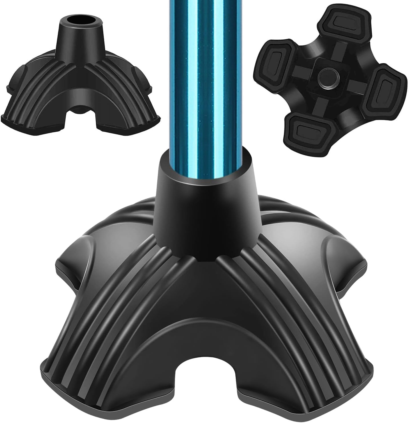 Supregear Cane Tip - Self Standing Heavy Duty Rubber Replacement for Walking Cane 19 Mm-Stable 4 Point Non-Slip Cane Tip for Folding Cane Walking Stick or Offset Quad Pod or Tripod Canes, Black image number 4