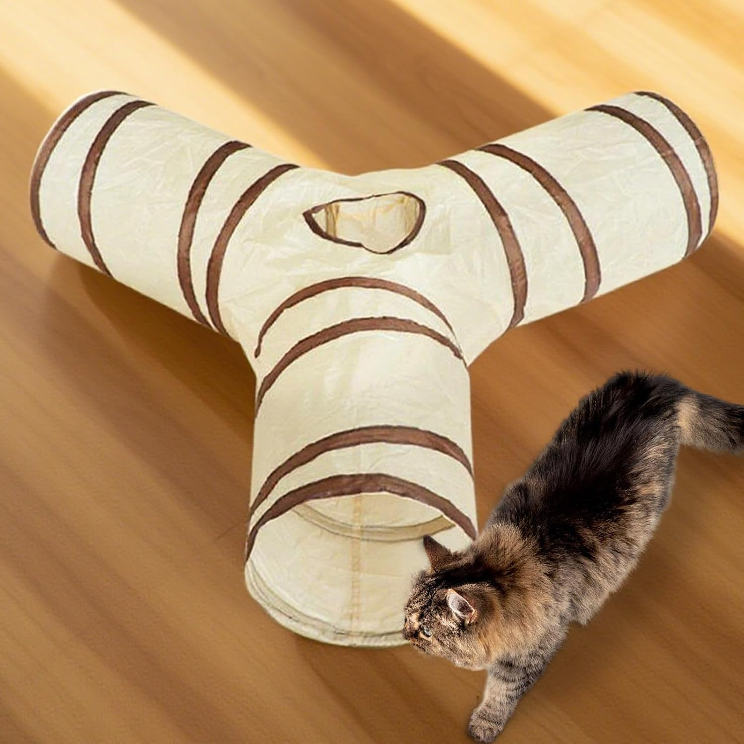 SVCEQZE Large Cat Tunnel - 3-Way Tunnels for Indoor Cats - Foldable Nest Interactive Toys for Kitten Puppy Indoor Exercise Enrichment Boredom Small Animal Rabbit Play Sleeping image number 3