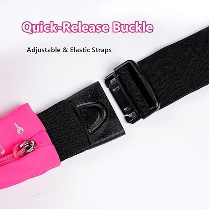 Slim Running Belt for Women Men, Water Resistant Runners Fanny Pack, Adjustable Waist Pouch, Reflective, Pink - Pink image number 5