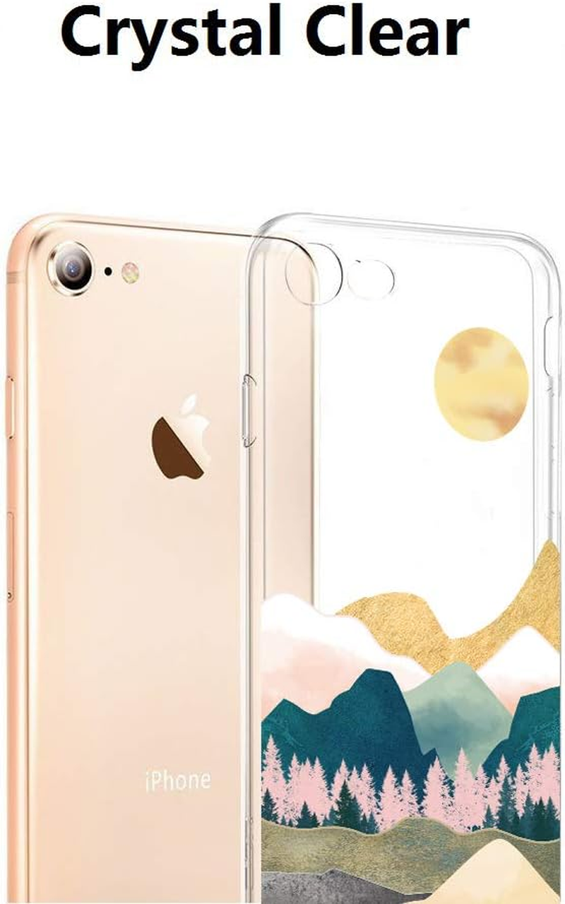 Unov Case for Iphone SE 3Rd (2022 Ver) Iphone SE 2Nd (2020 Ver) Iphone 8 Iphone 7 Case Clear with Design Embossed Pattern TPU Soft Shock Bumper Absorption Slim Protective 4.7 Inch (Sierra Mountains)