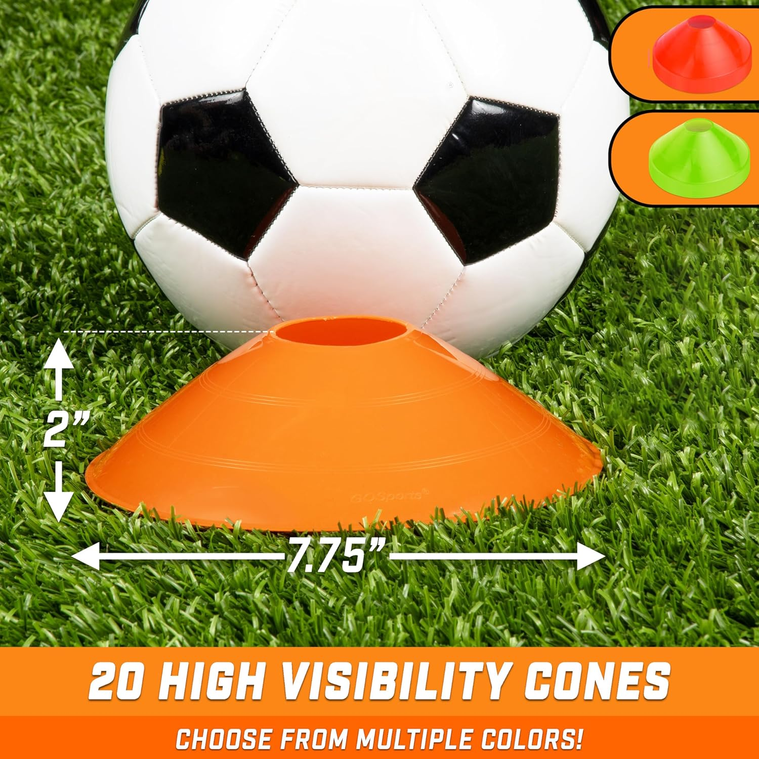 JASAI Premium Sports Cones for Agility Training and Drills - 20 Pack with Tote, Soccer Cones for Sports Training, Football, Basketball, Coaching, Practice Equipment - Orange image number 1