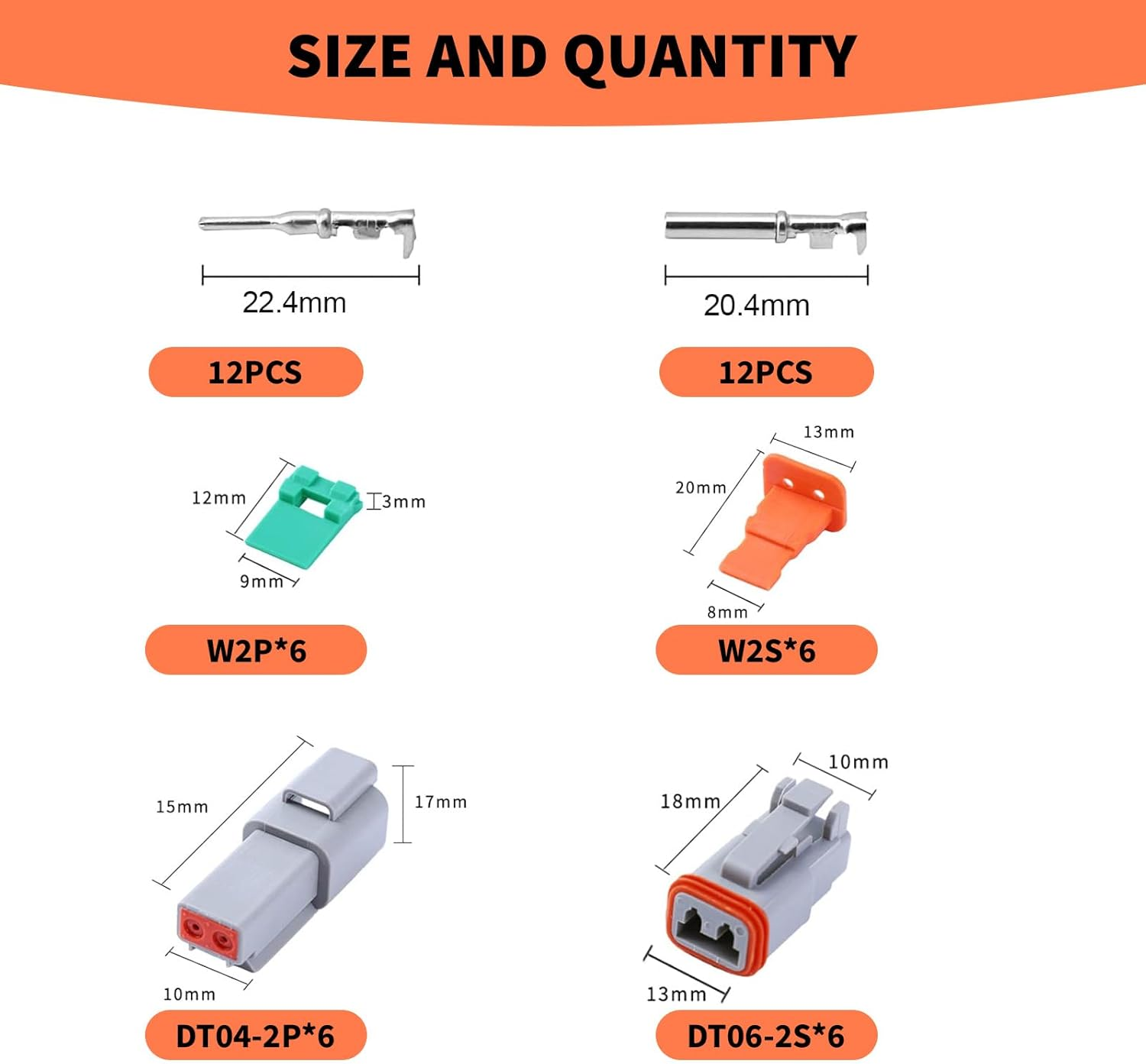 MAEZOE 2 Pin Deutsch DT Connector Kits, 6 Sets 2 Pin Waterproof Connector with Size 16 Solid Contacts, Electrical Wire Connector for Truck, Off-Road Vehicles, Marine, Motorcycle Wiring image number 6