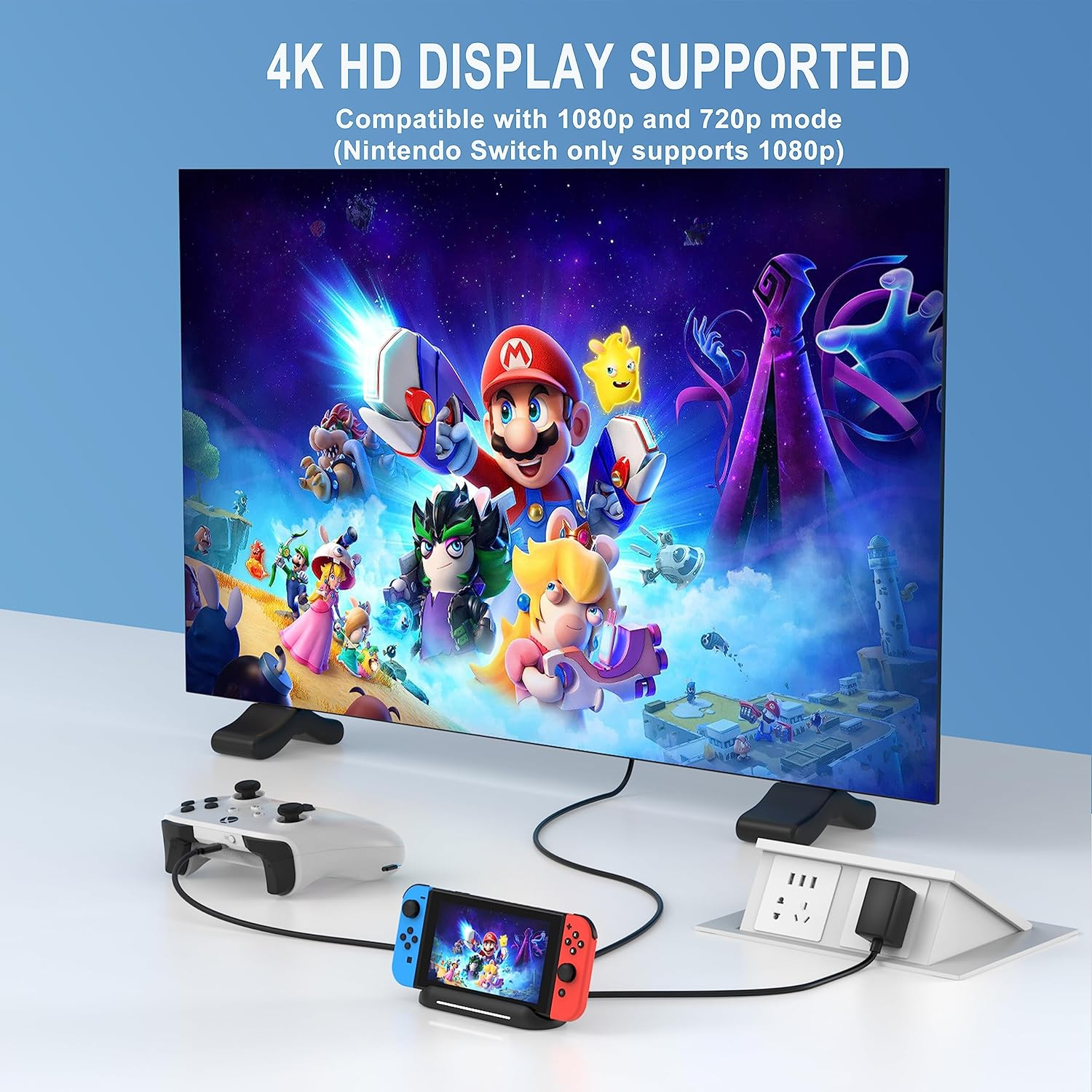 RREAKA 5 in 1 Switch Dock for Nintendo Switch OLED TV Adapter Switch Docking Station with HDMI USB 3.0 Port Type C Charging Type C Connectors Travel Switch Base Portable USB C Hub Stand image number 2