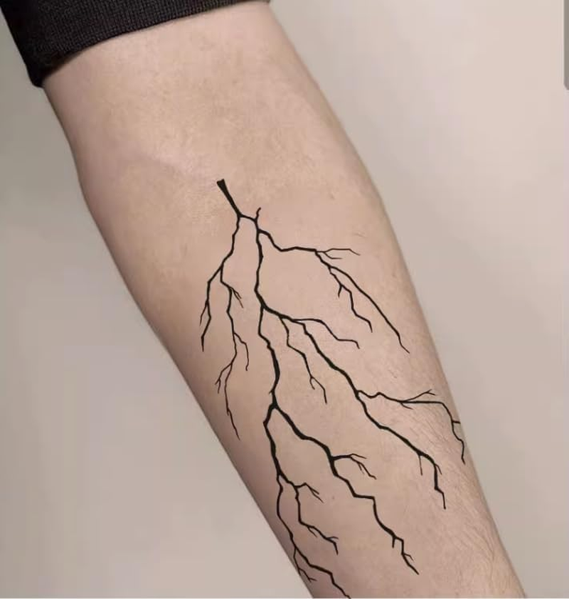 2 PCS Herbal Juice Lightning Tattoo Stickers Linear Hand Traces of Lightning Strikes Temporary Tattoos image number 3