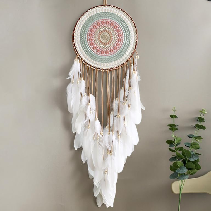 NIEEKRUN Hand Knitted Dream Catcher, Large Wall Hanging, Handmade Dream Catcher, Boho Tassels, Decoration, Home Decor Ornament