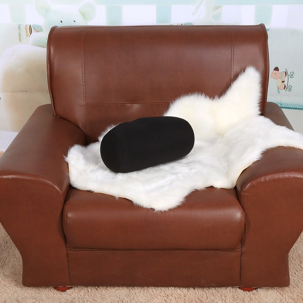Micro Mini Microbead Roll Pillow Back Cushion Car Seat Sofa Column Pillow Sleeping Neck Support for Home Office Travel (Black) image number 4