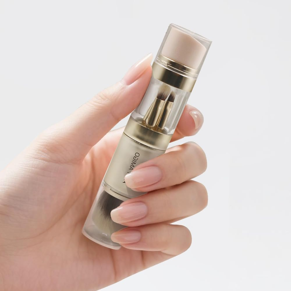 Arti Amigo 5 in 1 Premium Makeup Brush Set &ndash; Retractable Foundation Brush with 3 Detachable Eye Brushes | Compact Portable Design for Blending, Contouring & Eyeshadow | Soft Synthetic Bristles image number 3