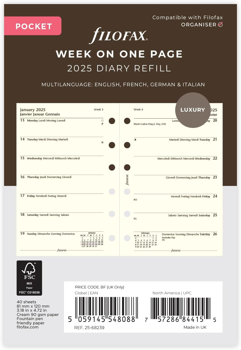 Filofax Pocket Week on Two Pages English 2025 image number 3