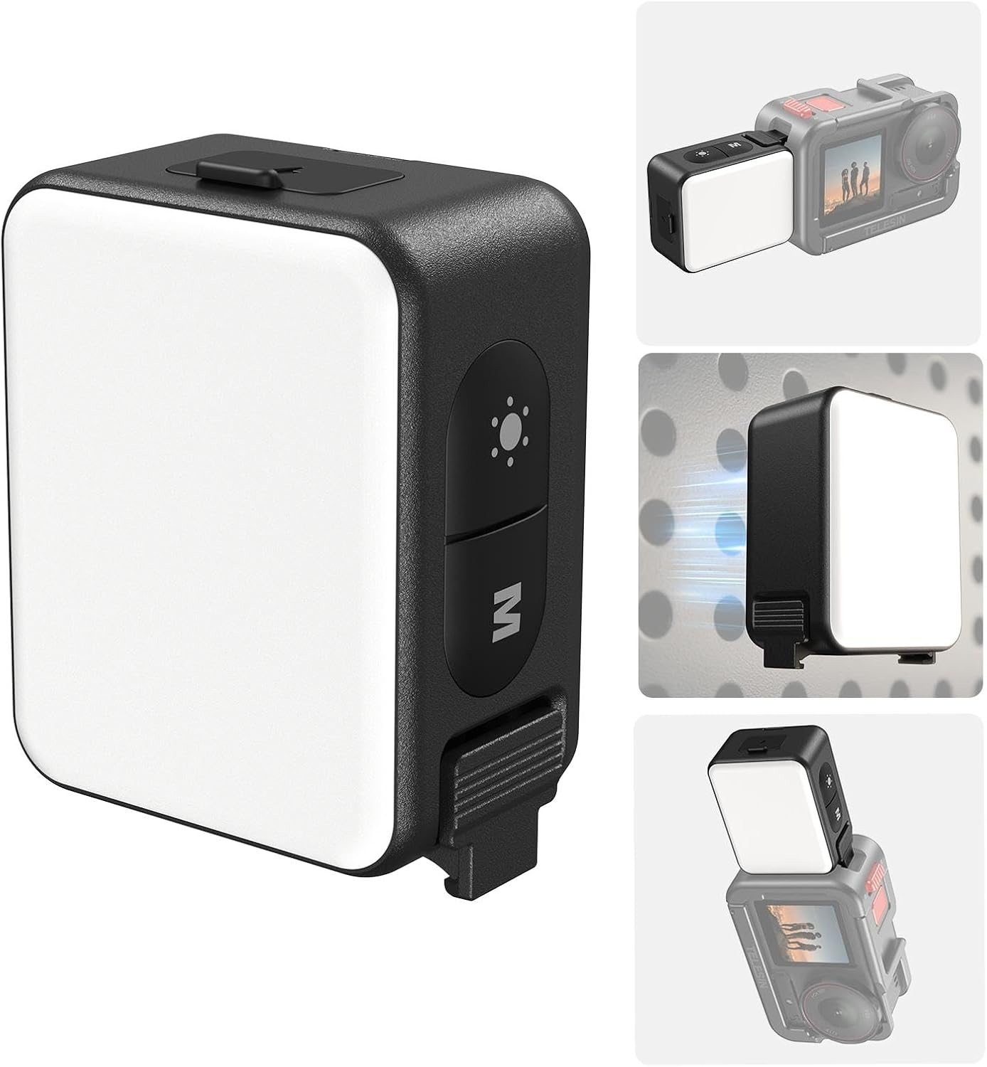 TELESIN Mini LED Video Light with Magnetic Quick Release, Magnetic Photography Fill Lighting for DJI Osmo Action 6 5Pro 4 3 Camera Cage Accessories image number 3