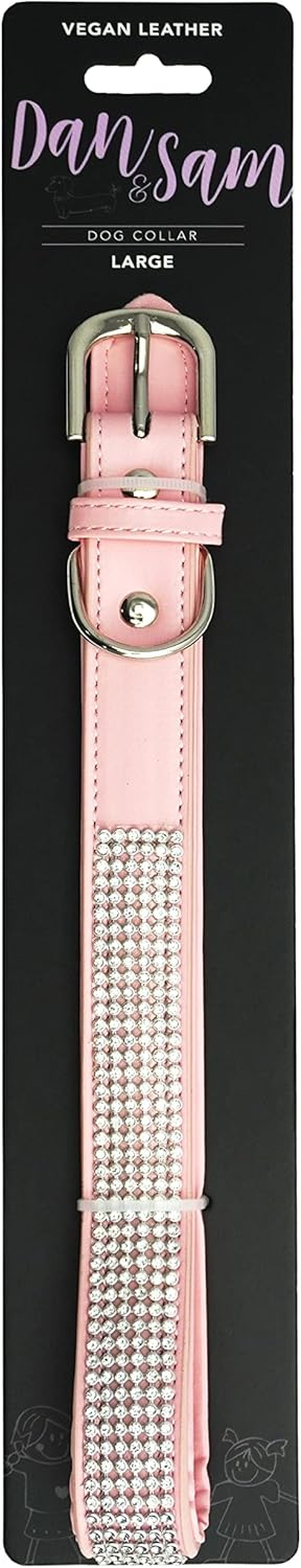 D&S Blush Diamante Vegan Leather Dog Collar, Large image number 1