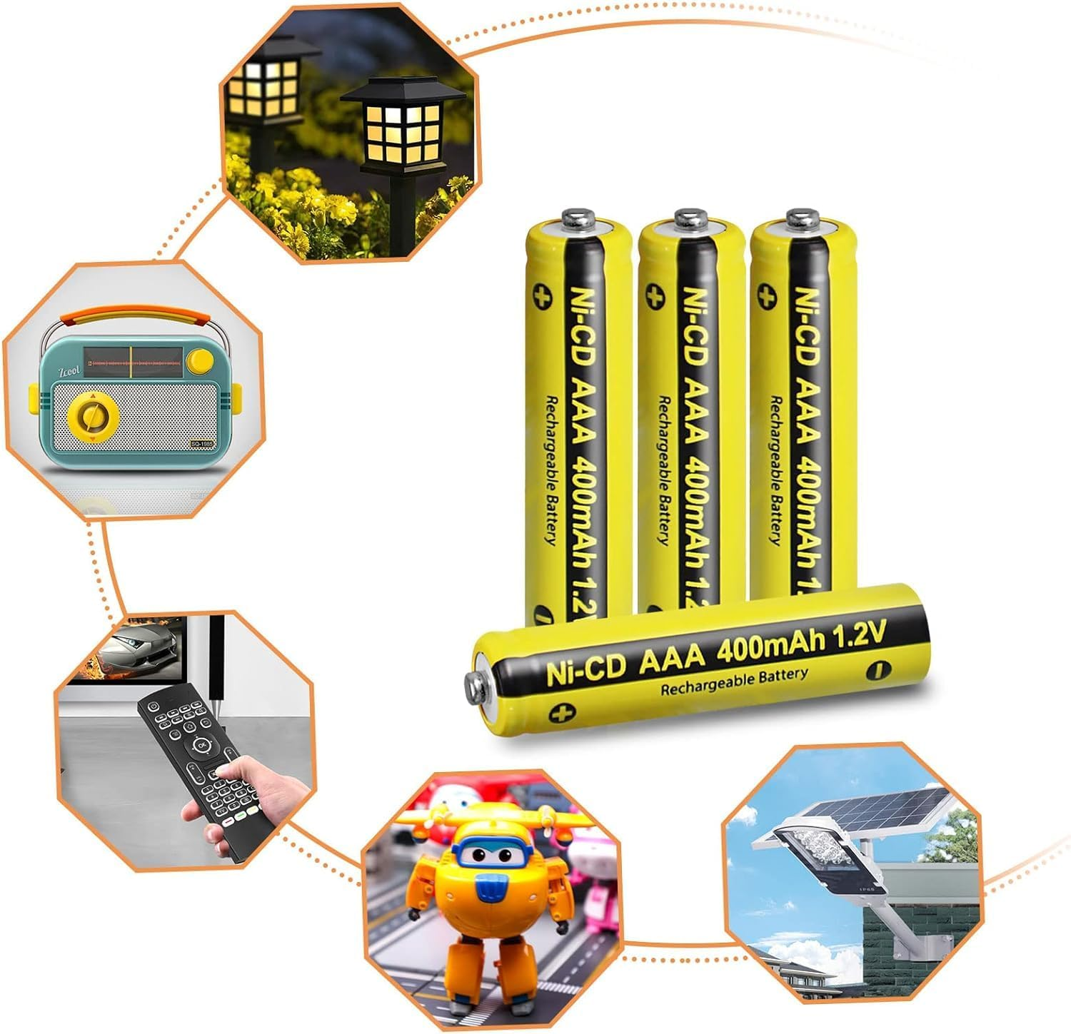 PKCELL AAA Rechargeable Battery, 1.2V Nicd Rechargeable Battery, NICD AAA 400Mah Stable Charge, Strong Durability 10 Pcs image number 3