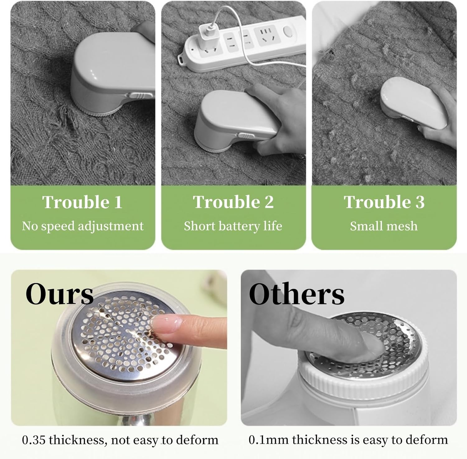 JOYI YAN Fabric Shaver, Portable Rechargeable Electric Lint Remover with 2 Adjustable Speed, LED Display Bobble Remover for Clothes, Lint Shaver for Various Fabrics (Green)