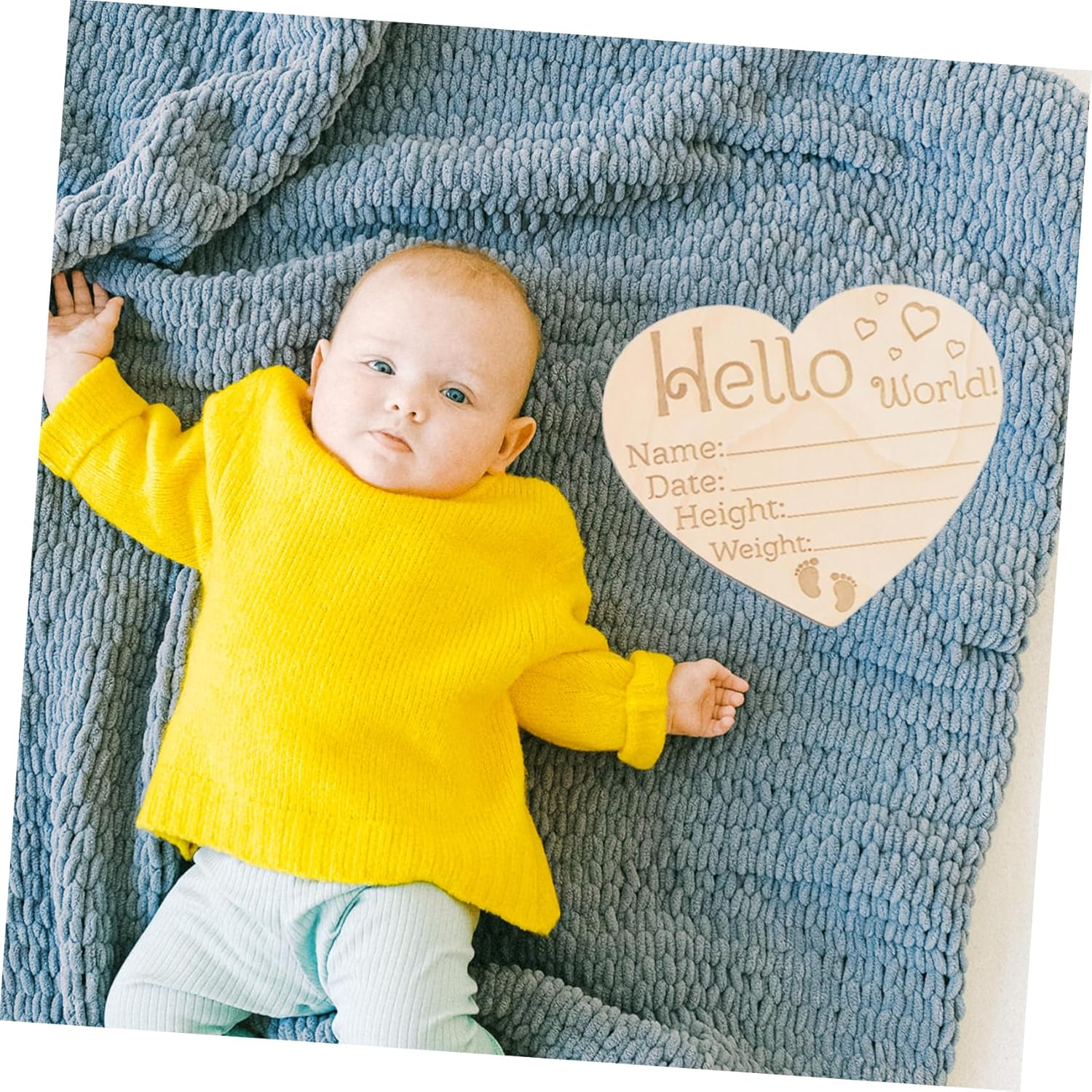 Hohopeti 3 Pcs Heart Shaped Name Sign Newborn Announcement Plaque for Nursery Decor Photography Props Smooth Polished Surface Durable and Safe