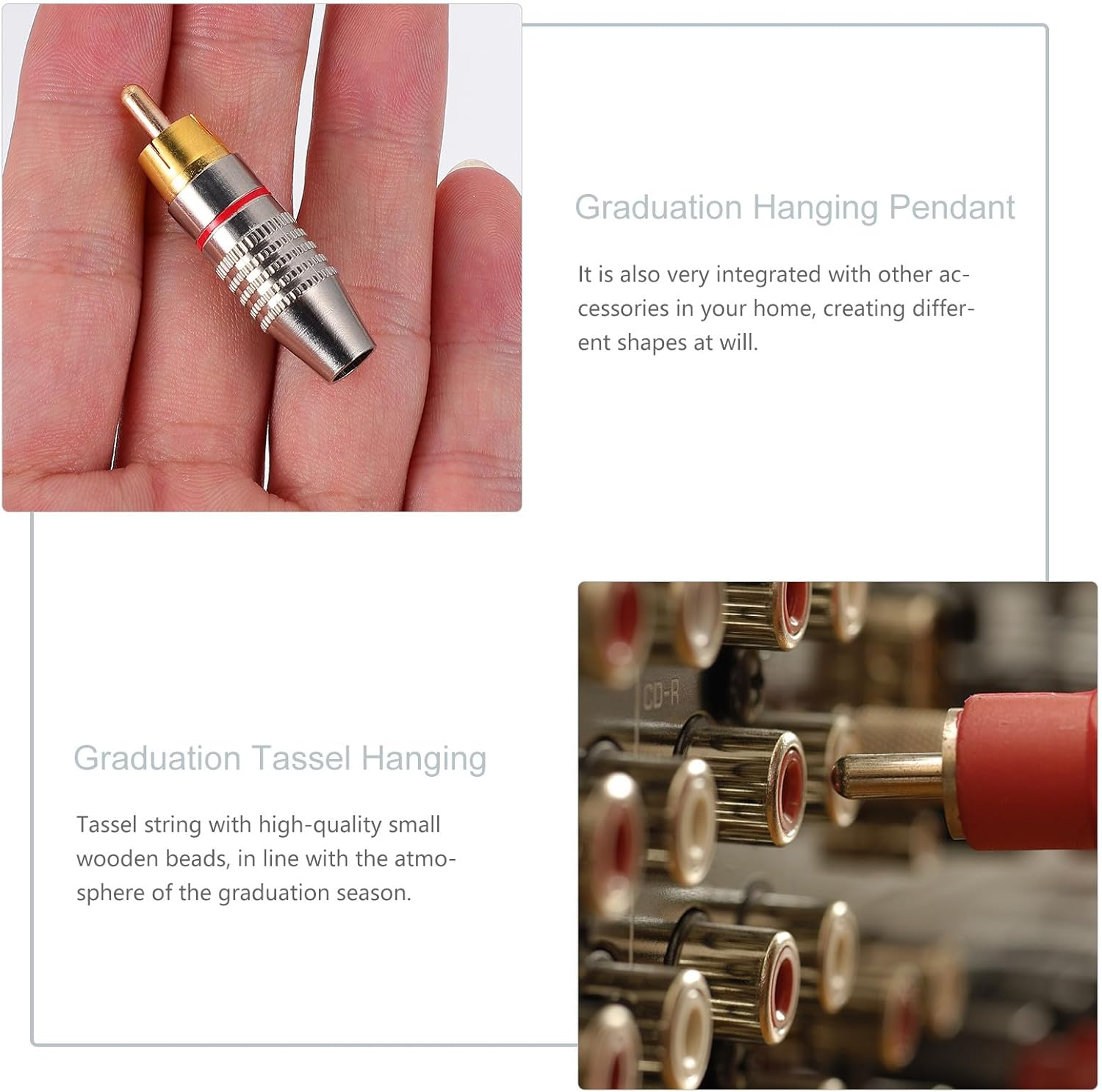 Zerodeko 4Pcs Gold Plated Audio Connector Plugs Metal Male Speaker Adapter for AV Cable Home Theater Hi-Fi System with Colored Rings image number 6