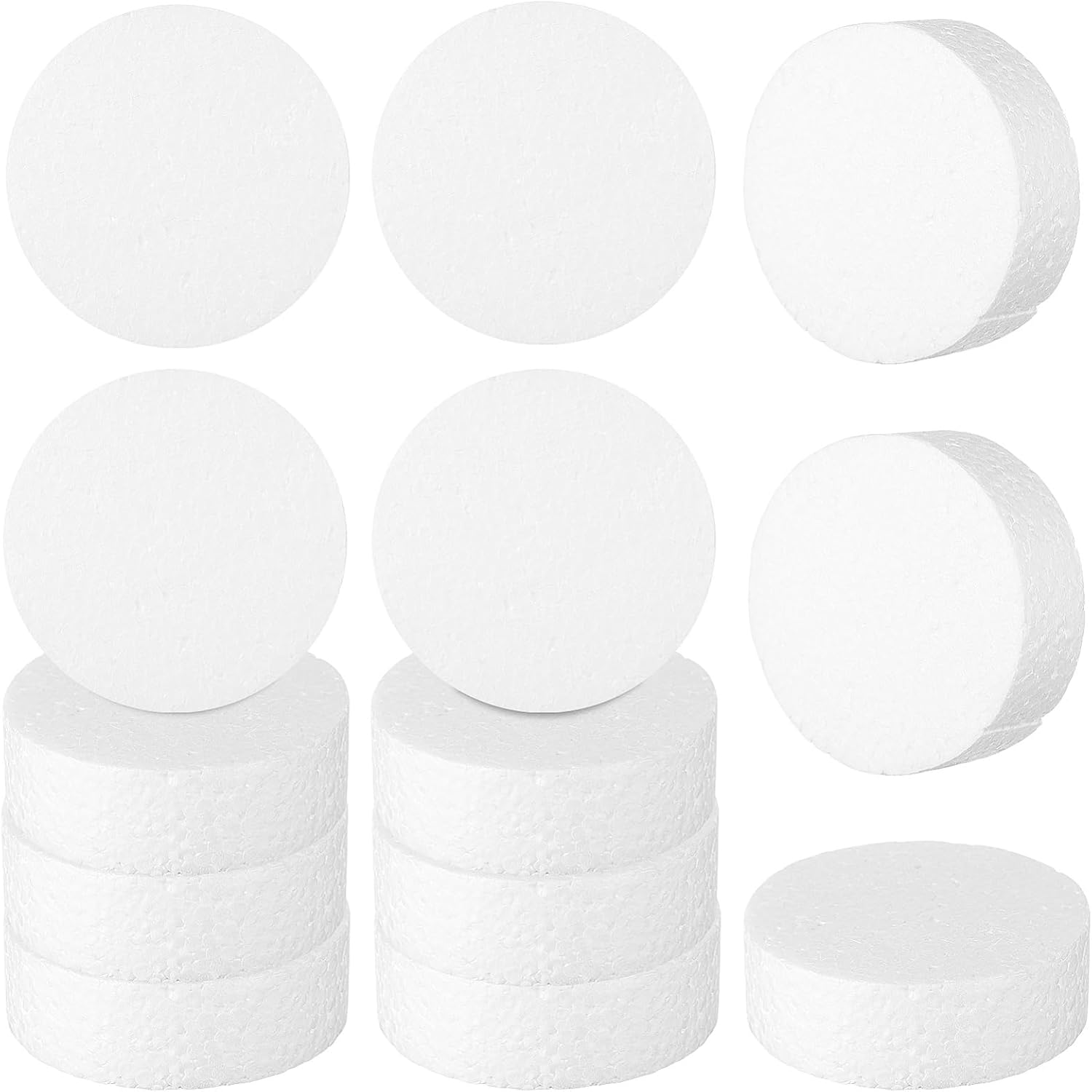 Toddmomy 18Pcs Foam Circles for Crafts,Polystyrene round Foam Disc Thick round Discs for DIY Projects White,3 Inch