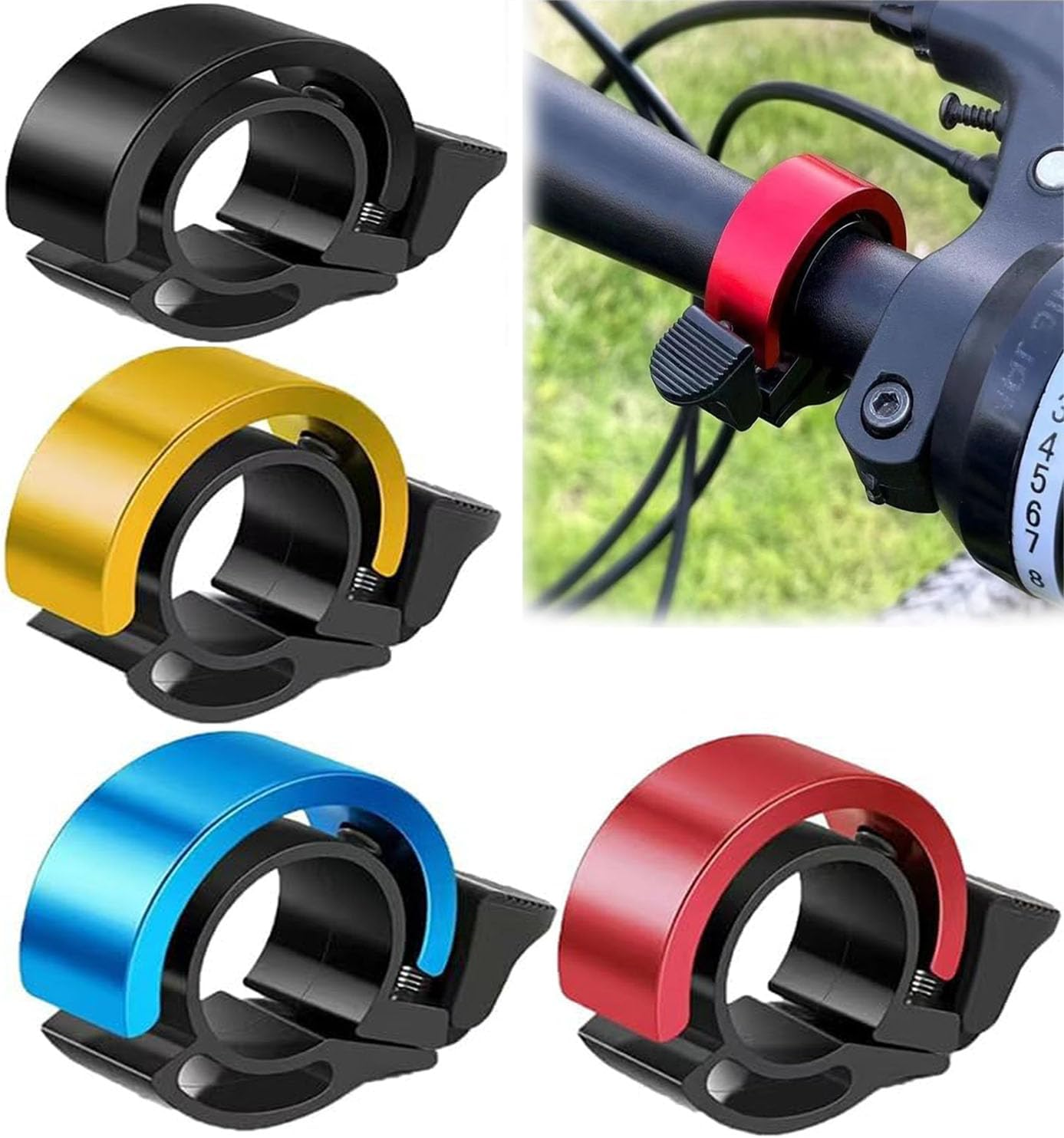 Limcryspp 4 Pcs Innovative Aluminum Bicycle Ring Q Design Bike Ringer Loud Sound Bike Bell,It Is Sized to Fit Bicycles with Grip Diameters of 22 Mm,Bicycle Bell image number 6