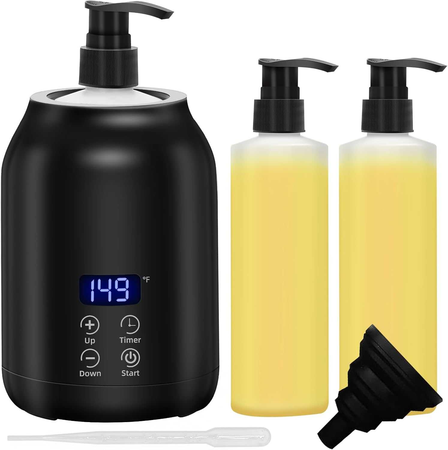 Massage Oil Warmer, Yofuly Electric Massage Oil Digital Heater with Two Oil Bottles, Portable Body Lotion Warmer Cream Heated Dispenser for SPA, Salon and Home Use, Black image number 5