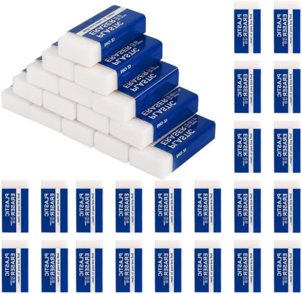 Fabselection 2B Erasers Bulk, 30 Pcs Pencil Eraser, White Eraser, 2B Soft Rubbers Erasers for School Office Supply Stationery Sketching Writing Painting (5 X 2 X 1Cm) image number 1