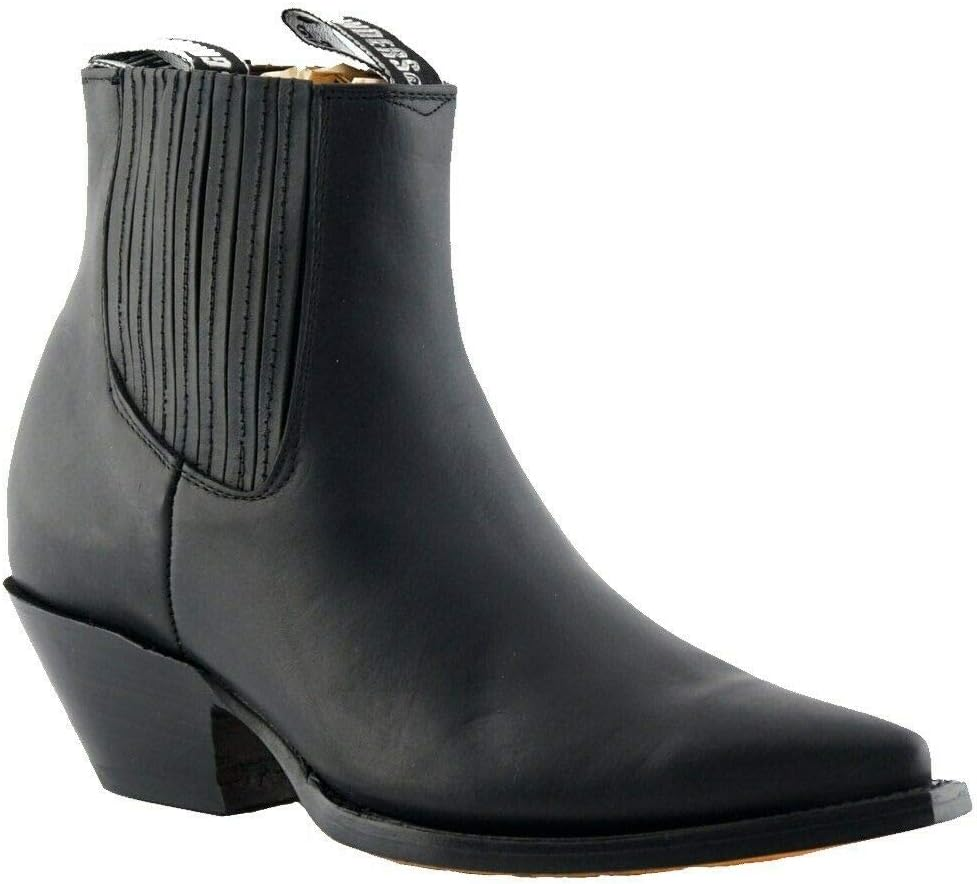 Grinders Unisex Mustang Black Leather Western Cowboy Dancing Ankle Boots 3 image number 6