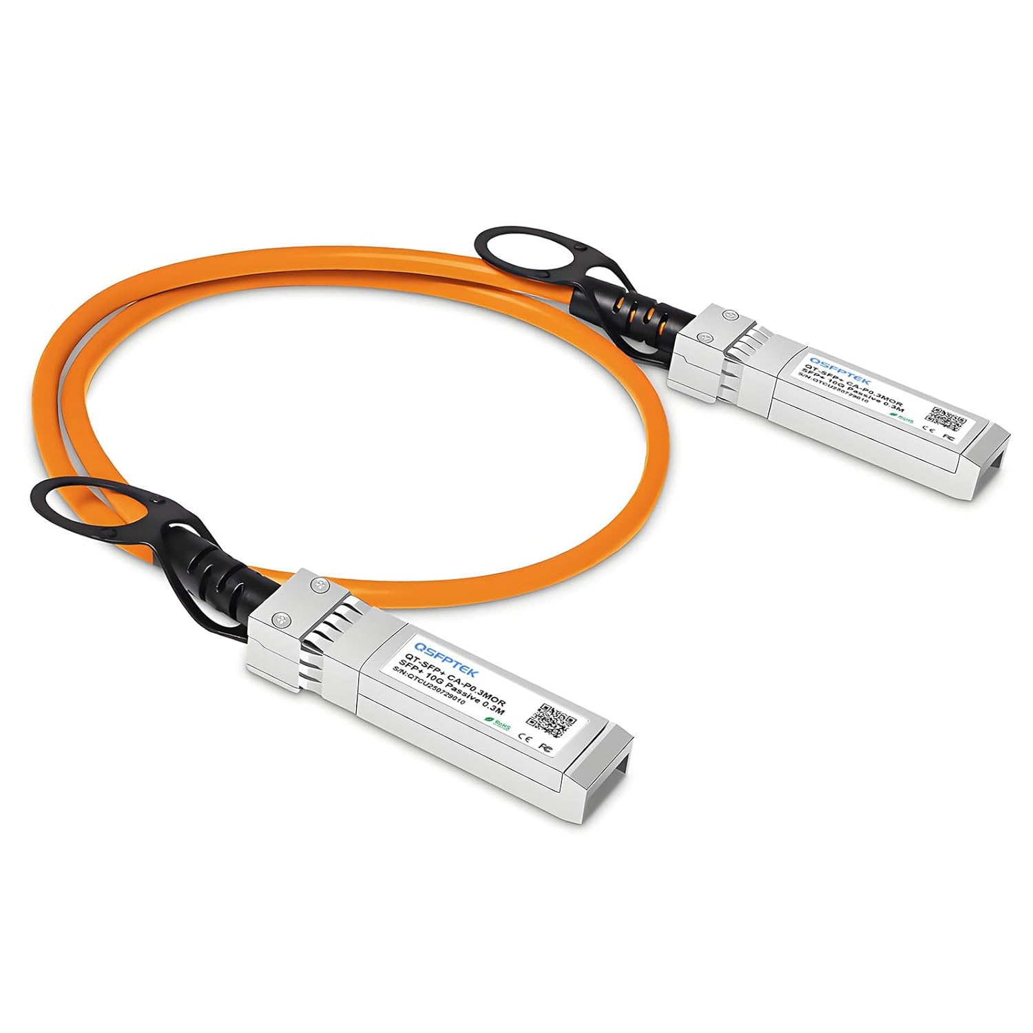 Orange 10G SFP+ DAC Cable, 1M (3Ft) Passive Direct Attach Copper Twinax Cable for Cisco SFP-H10GB-CU1M, Ubiquiti, D-Link, Netgear, Mikrotik, Open Switch Devices
