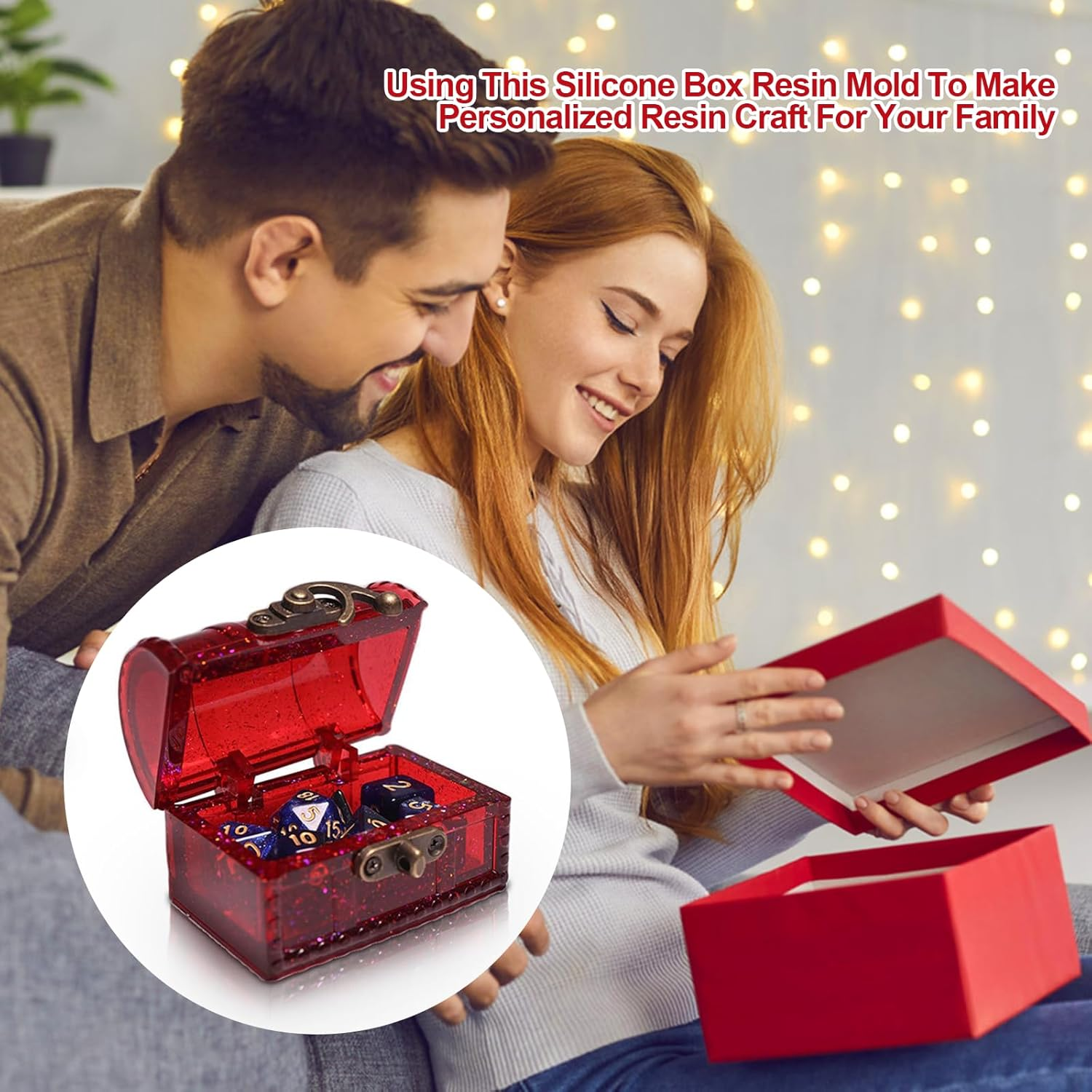 Silicone Dice Box Mold for DND Dices, 7 Shapes Dice Silicone Mold with Silicone Treasure Storage Box Mold, Epoxy Mold for Casting and Storing Dice, DIY D and D Game Lovers Gifts image number 5