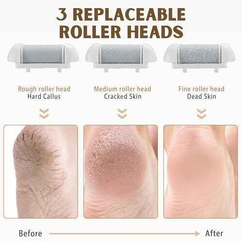 Barberboss Rechargeable Callus Remover, Electric Callus Foot File, Waterproof Kit with 3 Rollers, Dual Speed, USB Charging & LED Display, Pedicure Kit for Cracked Heels and Smooth Feet