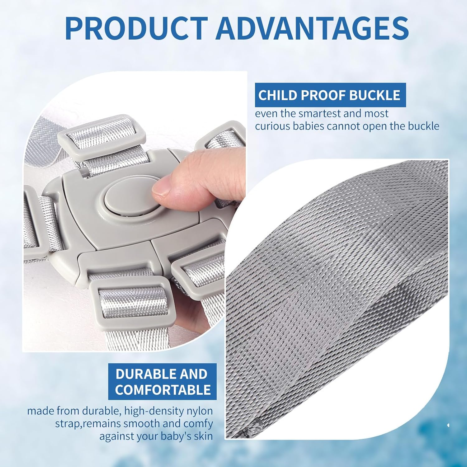 Adjustable High Chair Straps Replacement Compatible with Ingenuity for Most for Most 5 Point High Chairs,Secure Buckle,1Pc image number 1