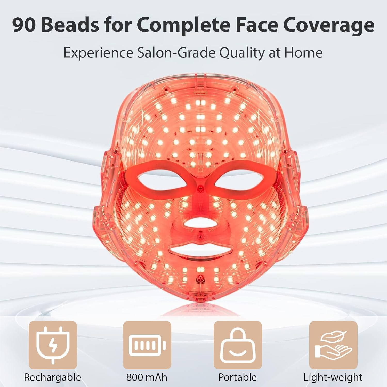 LED Face Mask - Red Light Therapy Face Mask for Skin Rejuvenation, 7 Color LED Light Therapy Facial Mask with Collagen Boost, Anti-Aging, and Acne Treatment, At-Home Beauty Device image number 3
