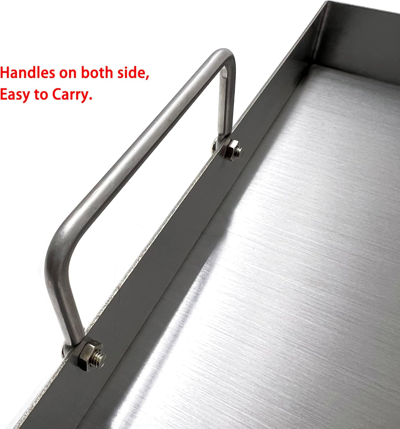 Direct Store Parts DS127 Stainless Steel BBQ Cooking Griddle, Universal Flat Top Griddle with 2 Handles for Most Gas Grills, W25"&times;D16"&times;H2.75", Heavy Duty Stainless Steel Griddle 1Pc, Large Size image number 3