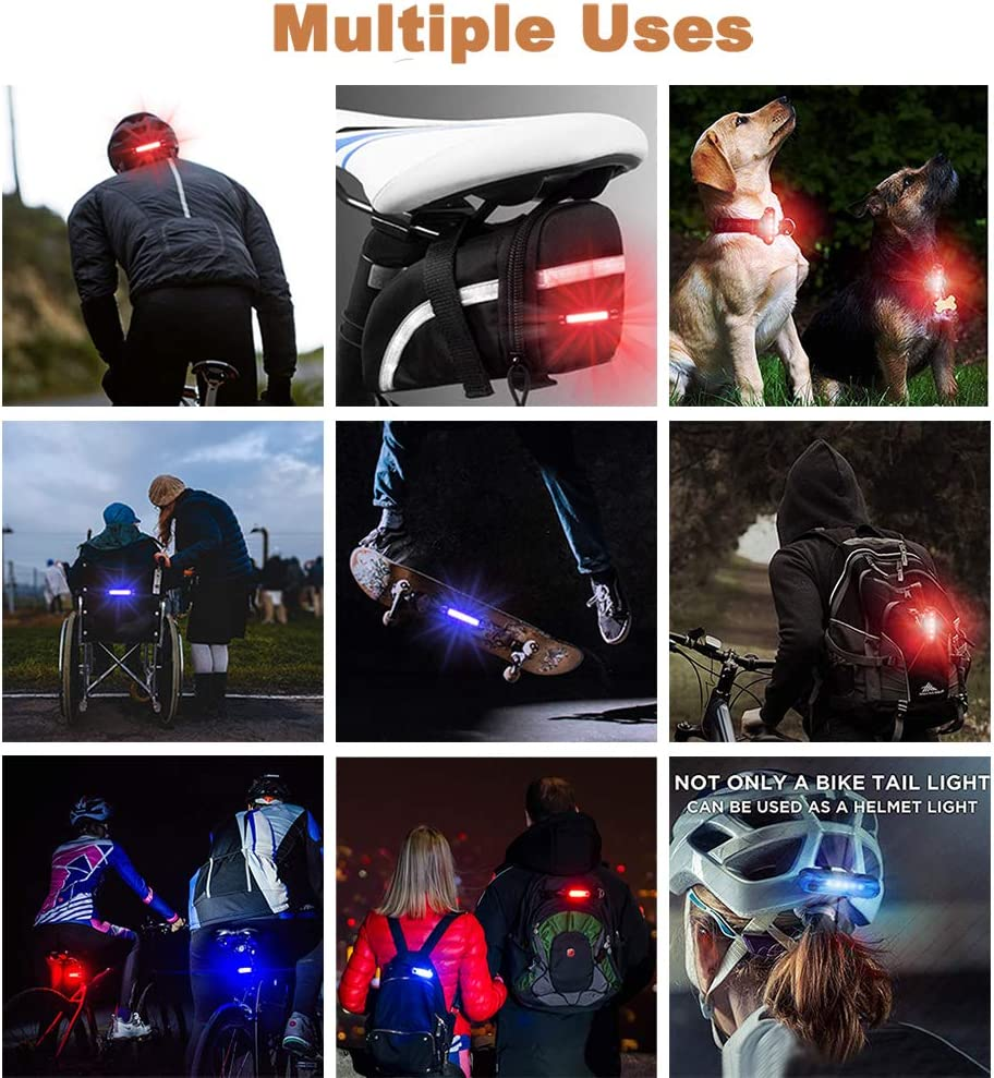 2 Pack Rear Bike Tail Light, Ultra Bright USB Rechargeable Bicycle Taillights, Red/Blue High Intensity Led Accessories Fits on Any Bike or Helmet. Easy to Install for Cycling Safety image number 4