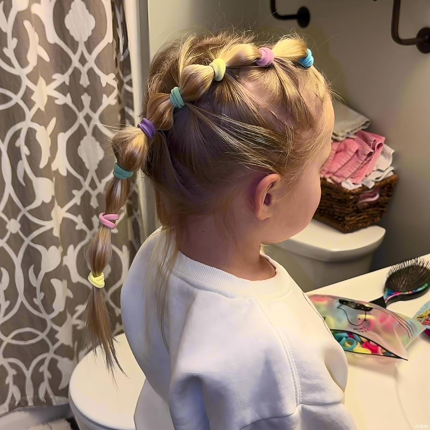 200 Pack Hair Ties Beoffer Baby Toddlers Girls Elastics Hair Bands No Damage Multicolor Colorful Small Rubber Bands Ponytail Pigtails Holders Not Harm to Hair (Macaron) - Color E image number 3